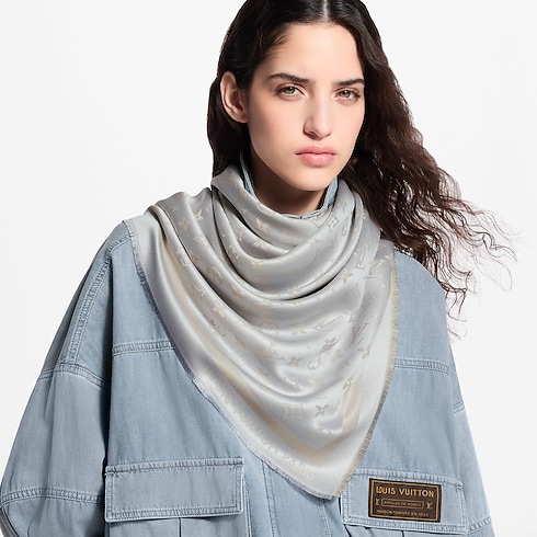 Monogram Shine Shawl worn view