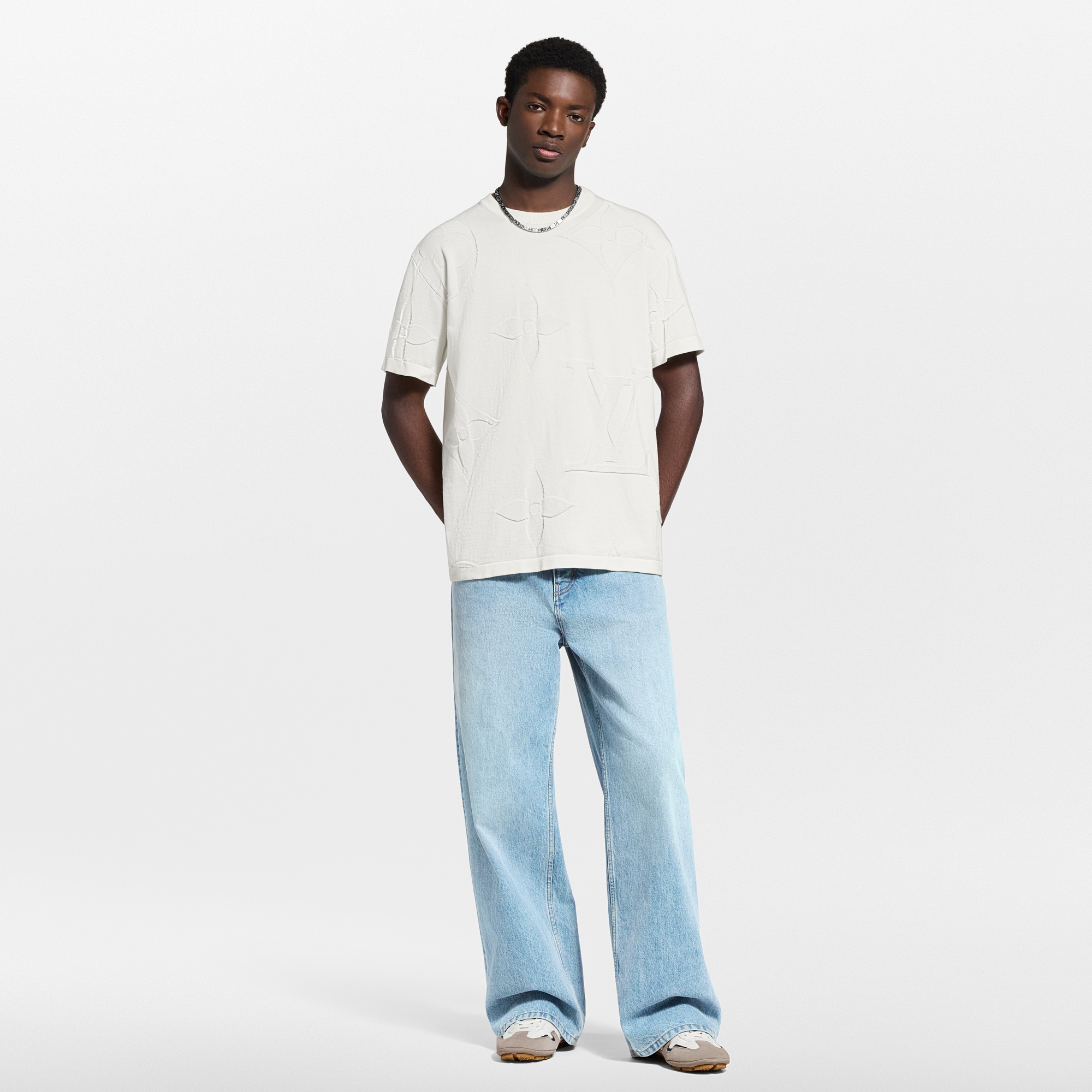 Monogram Short-Sleeved Cotton Crewneck  in Men