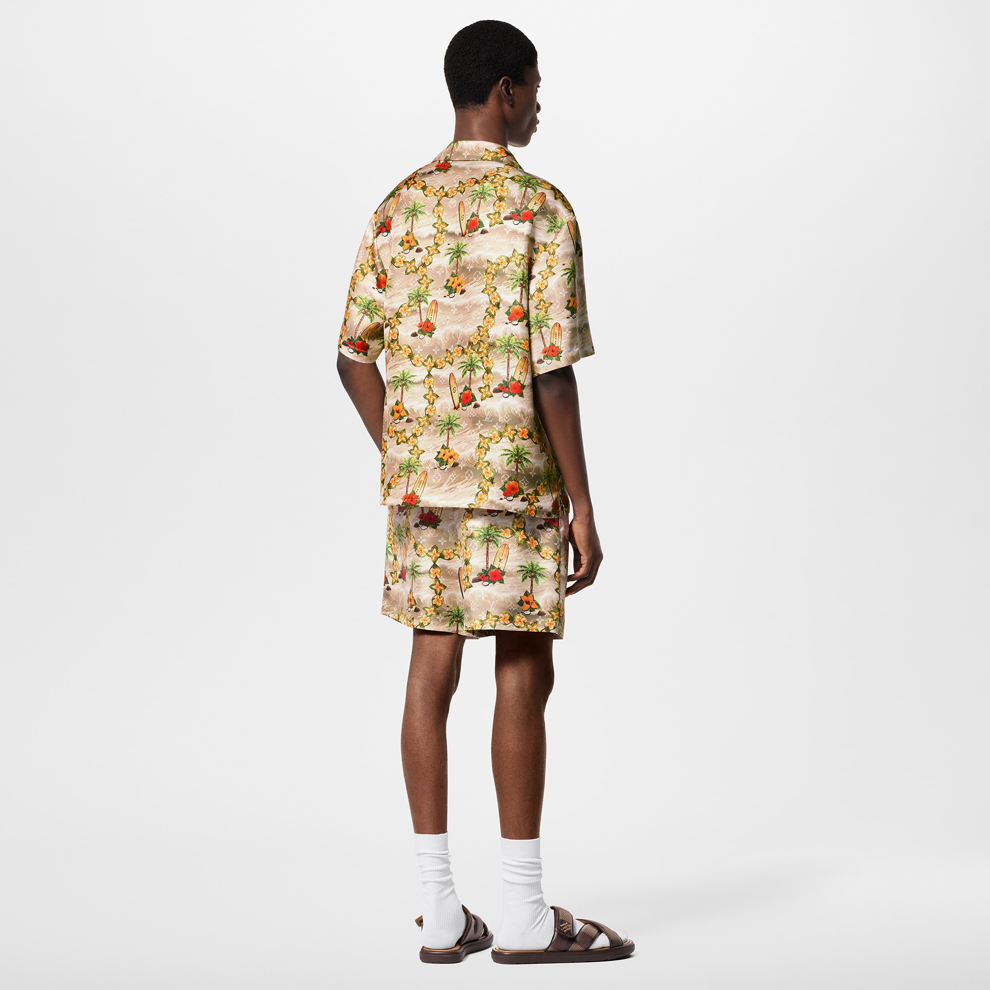 Monogram Silk Drawstring Shorts  in Men