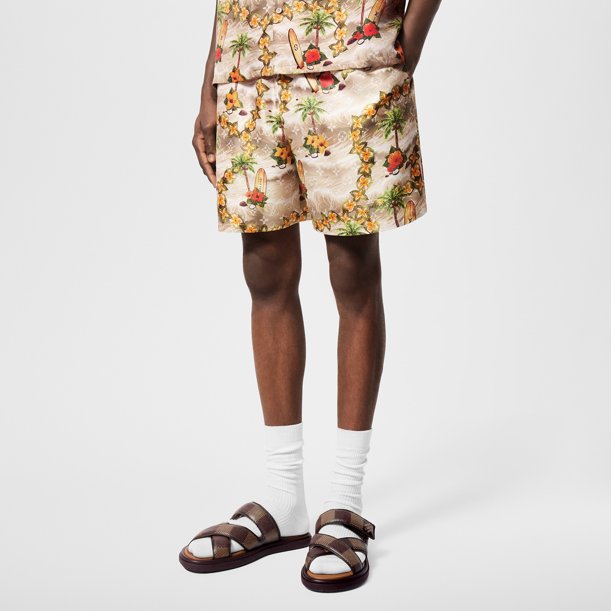 Monogram Silk Drawstring Shorts  in Men