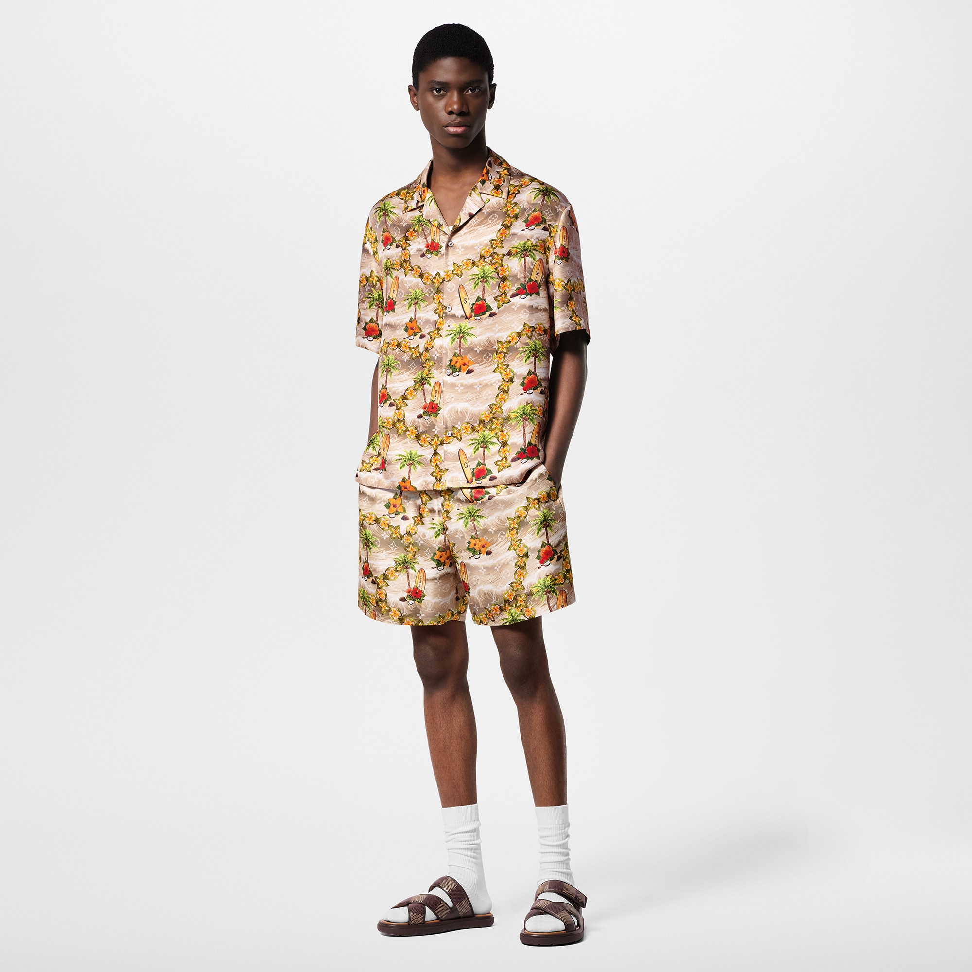 Monogram Silk Drawstring Shorts  in Men
