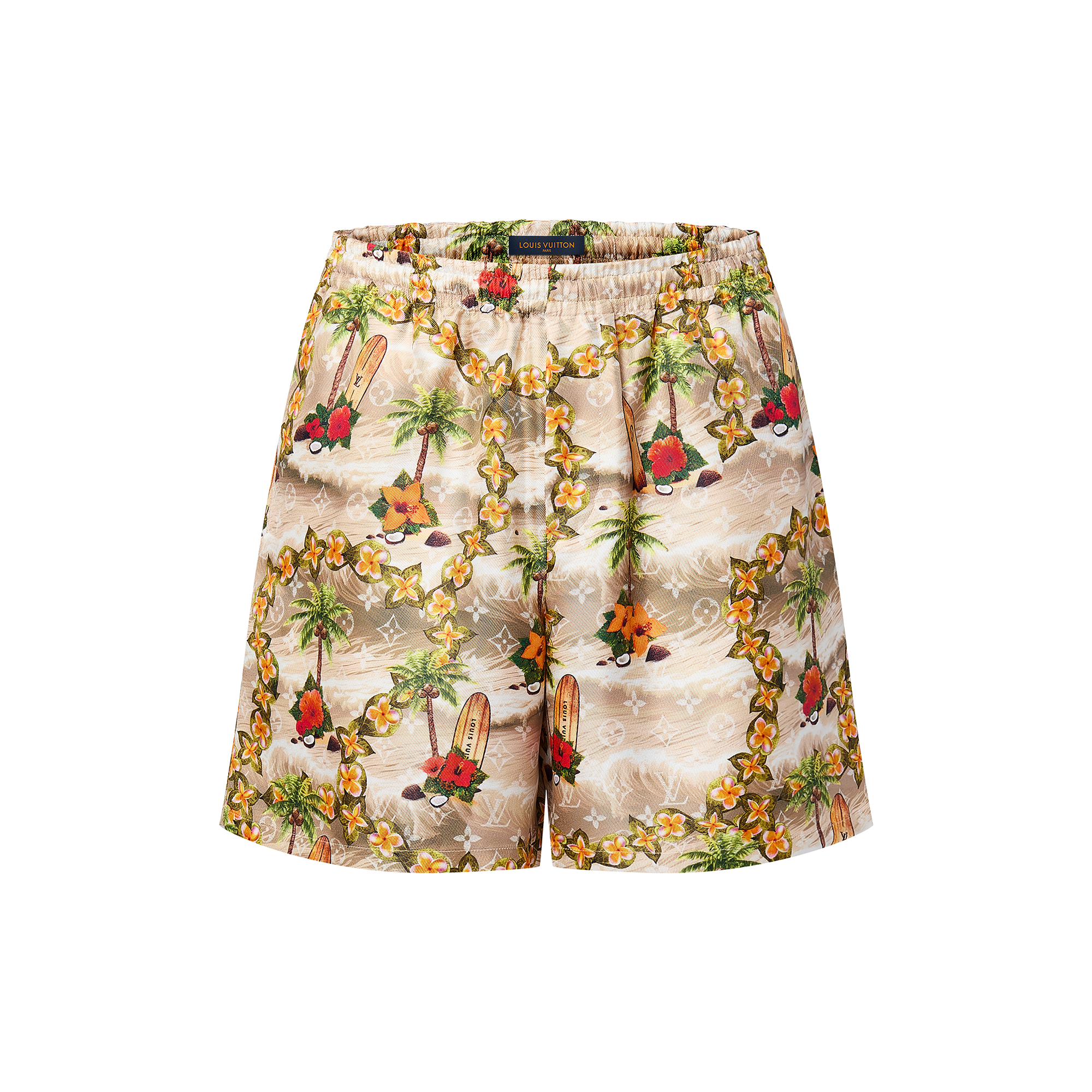 Monogram Silk Drawstring Shorts  in Men