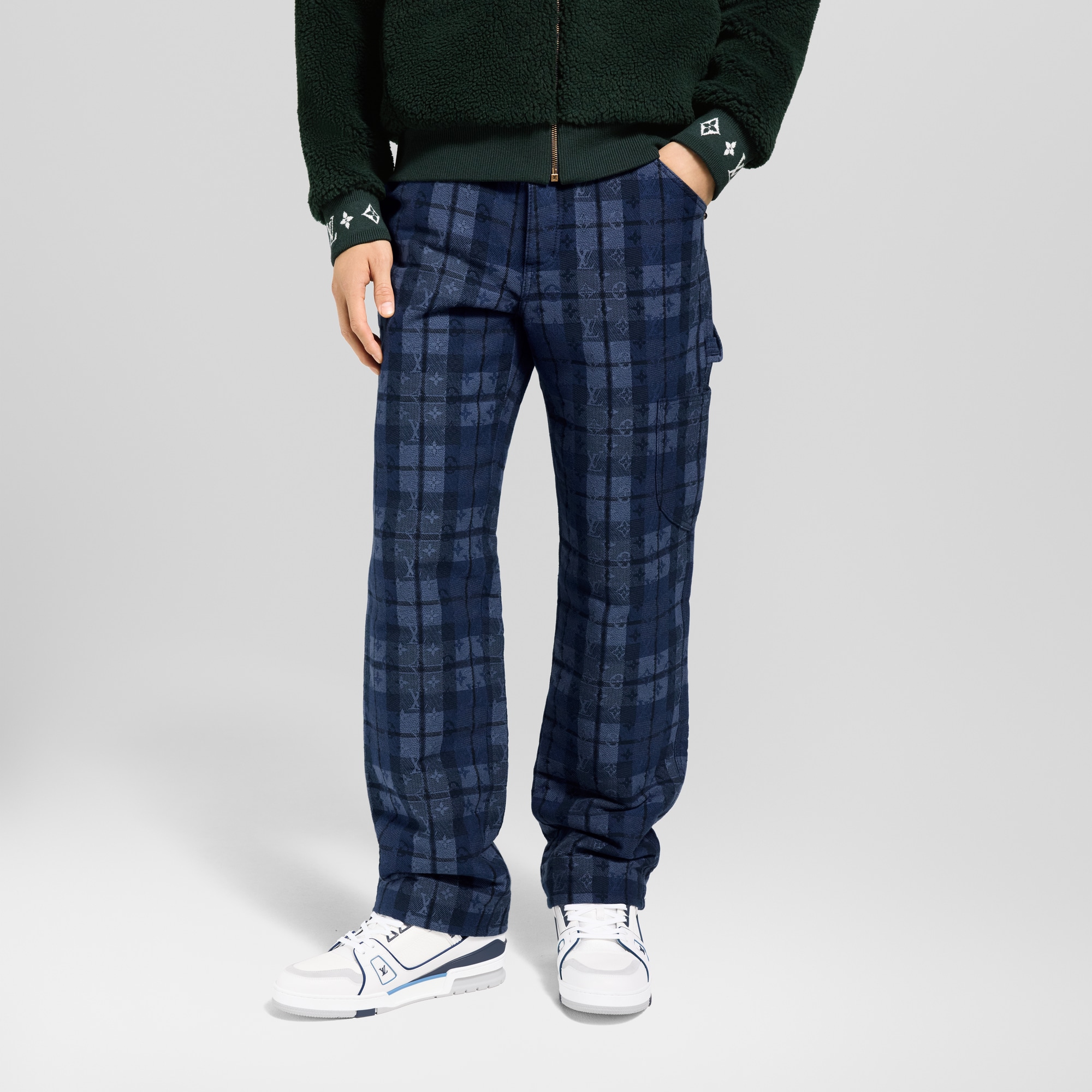 Monogram Tartan Denim  Pants  in Men