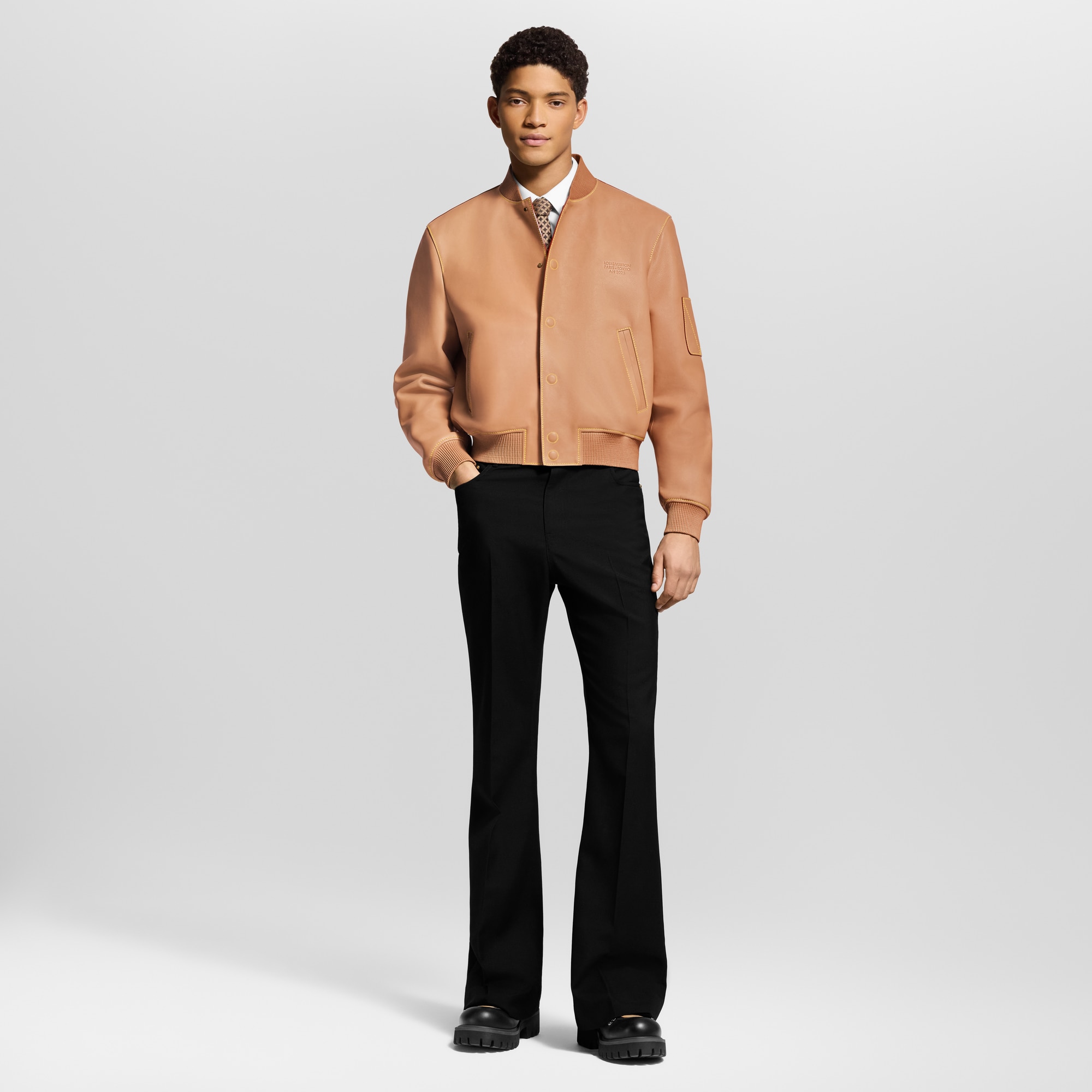 Natural Leather Varsity Blouson  in Men