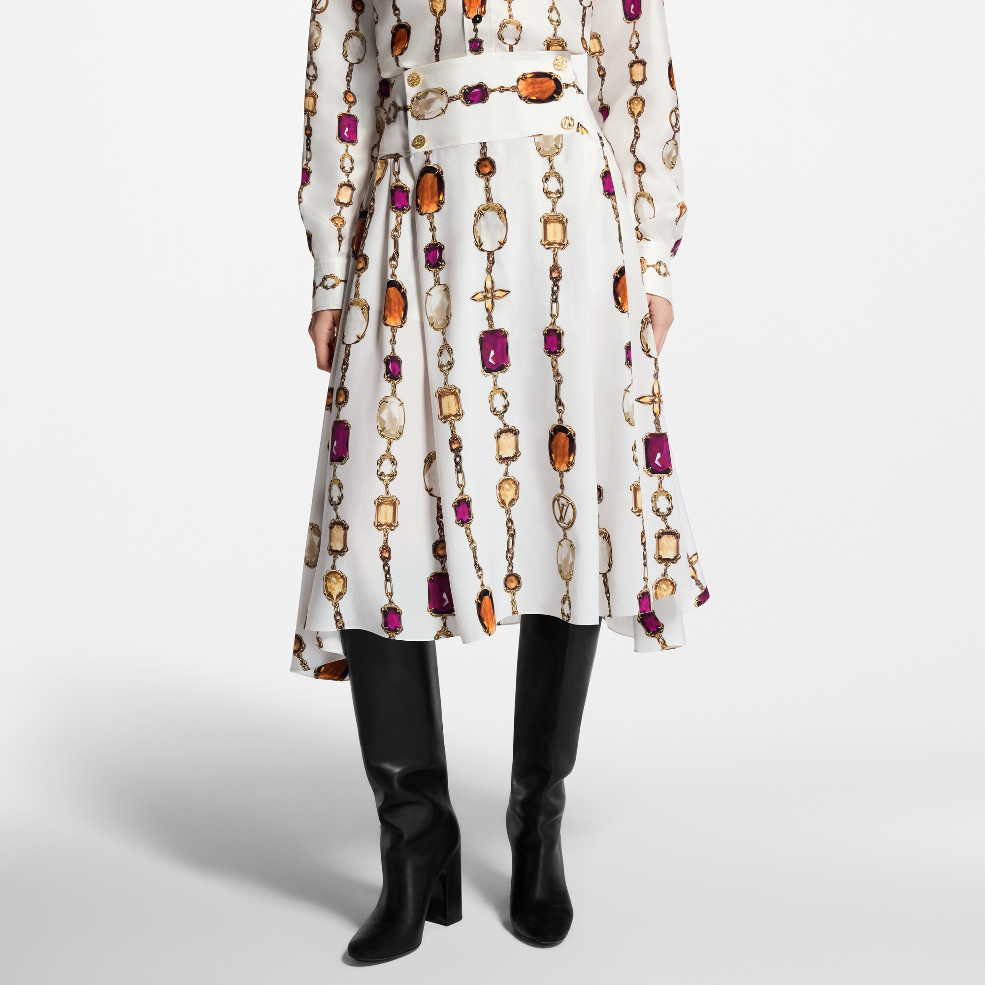 Necklace Print Midi Skirt  in Women
