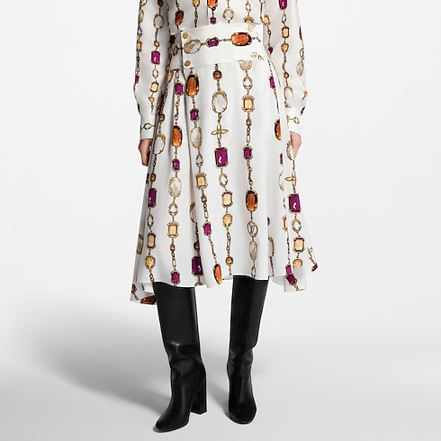 Necklace Print Midi Skirt in Women's Ready-to-Wear Skirts and Shorts collections by Louis Vuitton (Product zoom)