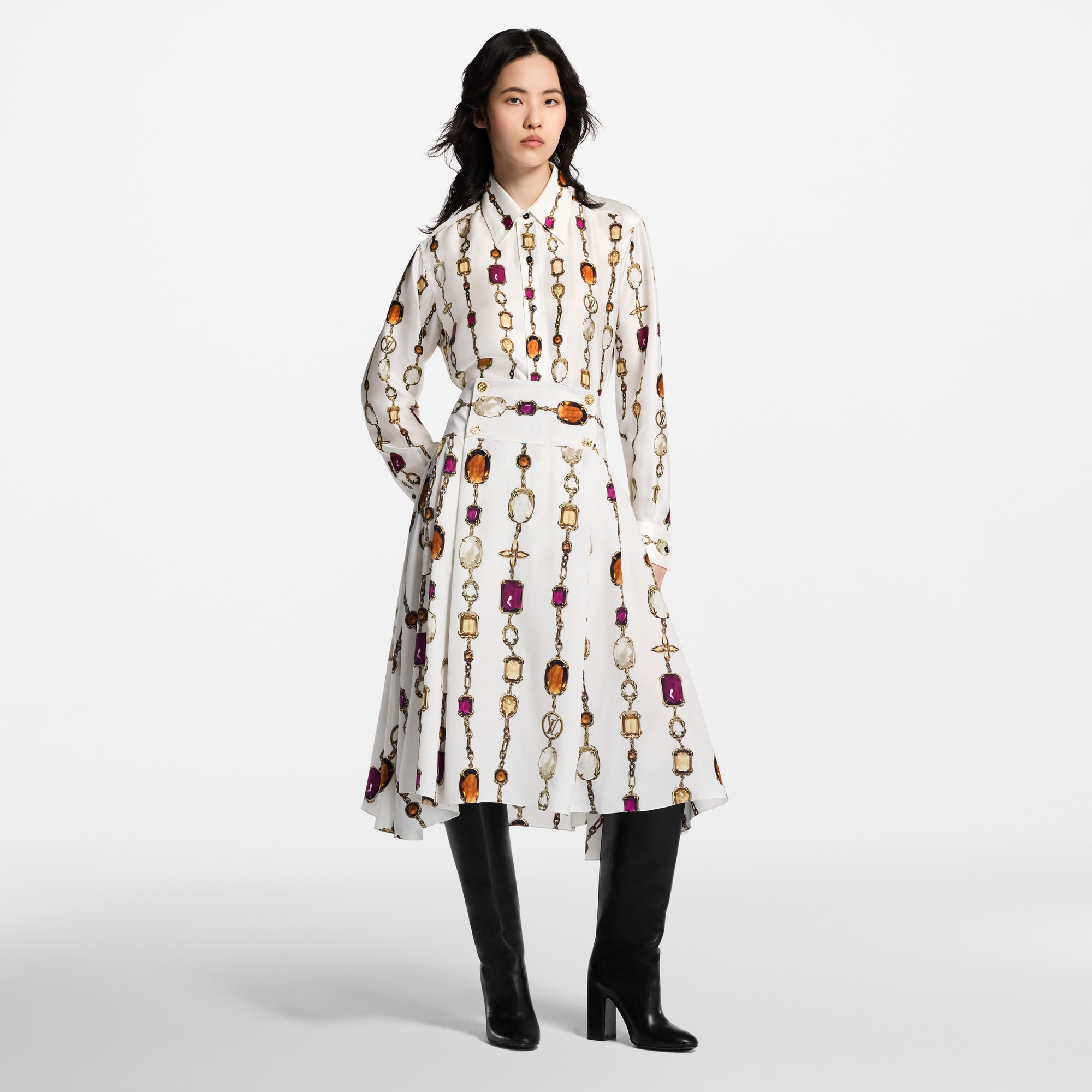 Necklace Print Midi Skirt  in Women