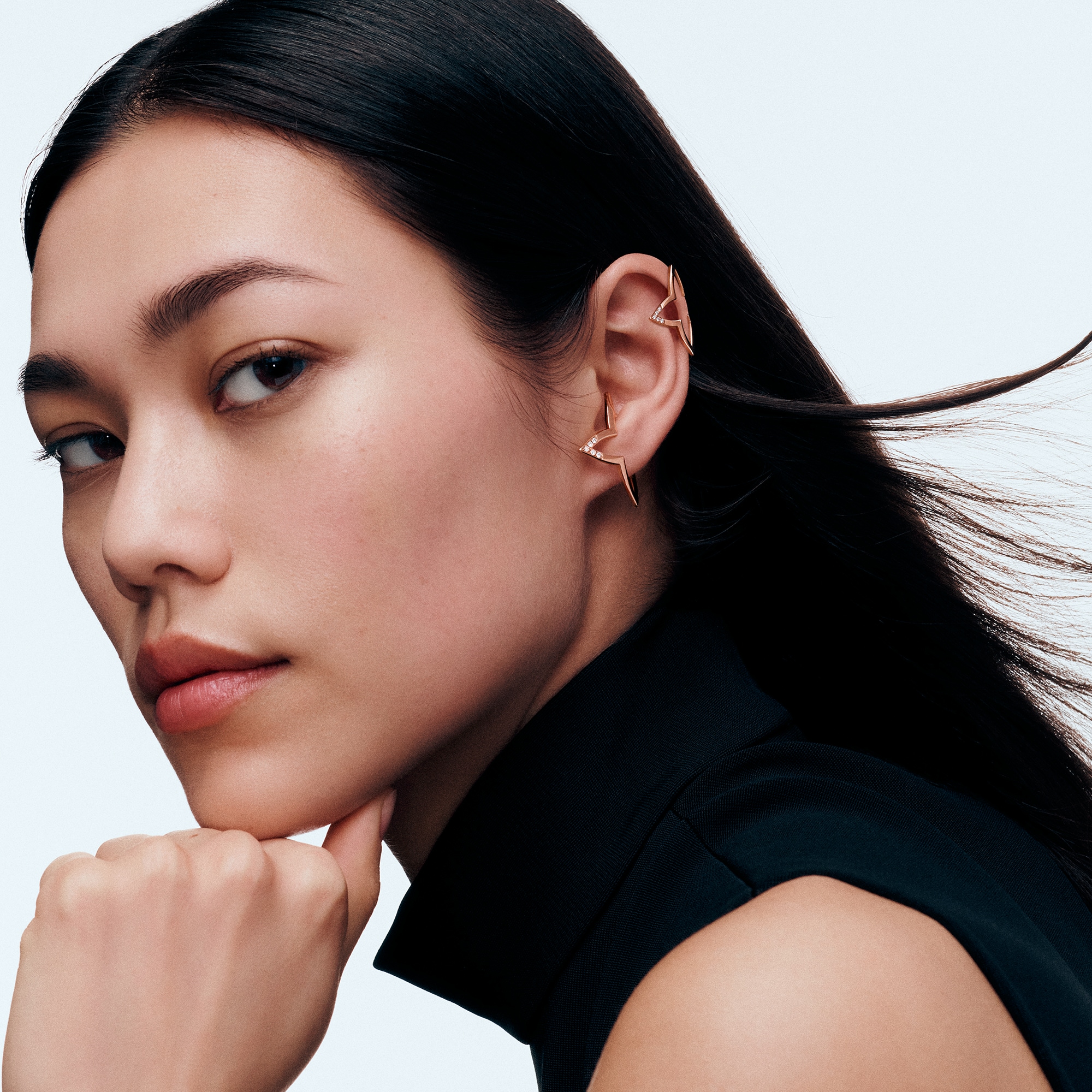 Ombre Blossom Overlap Hoop, Pink Gold and Diamonds - Per Unit  in Jewellery