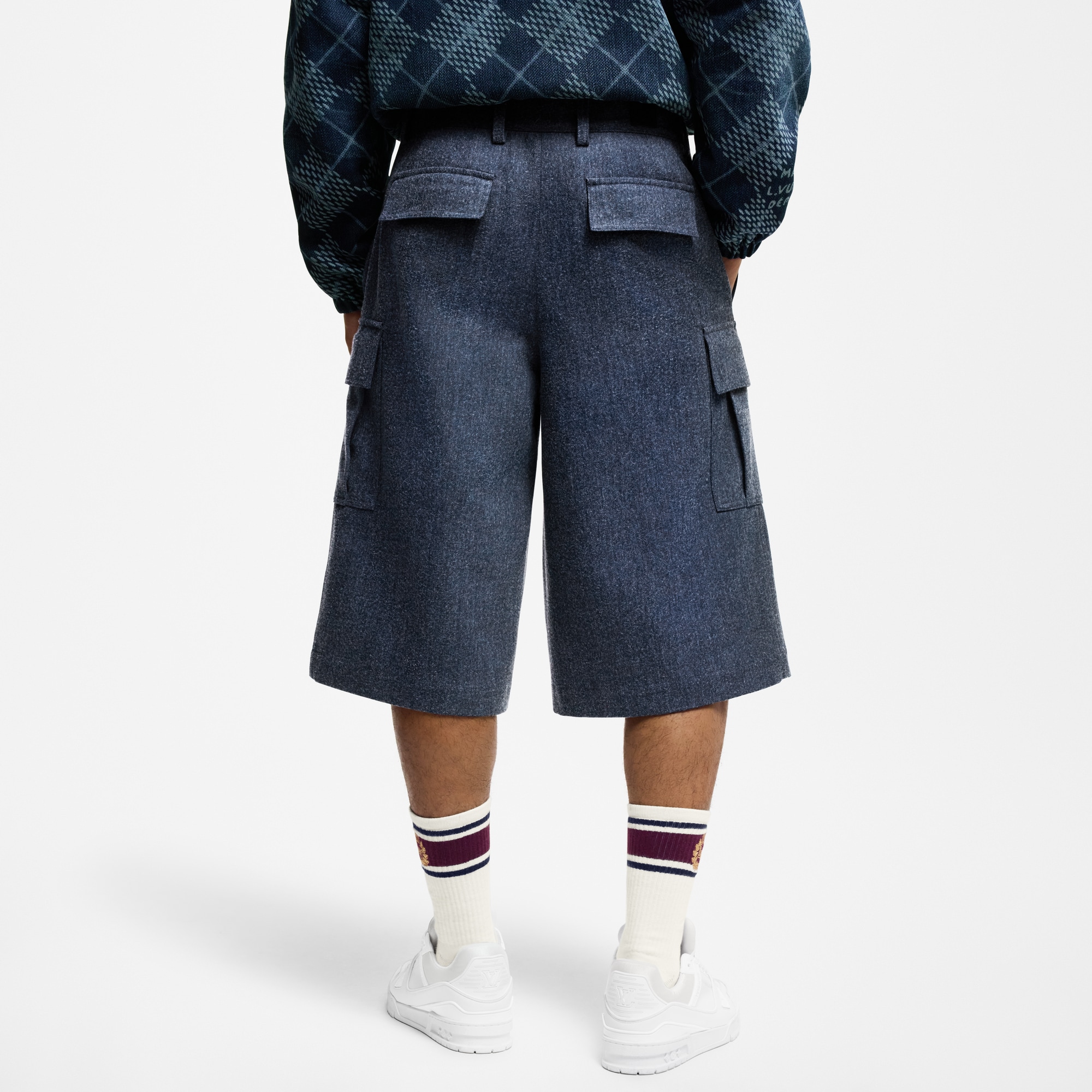 Oversized Cotton And Wool Blend Cargo Shorts  in Men