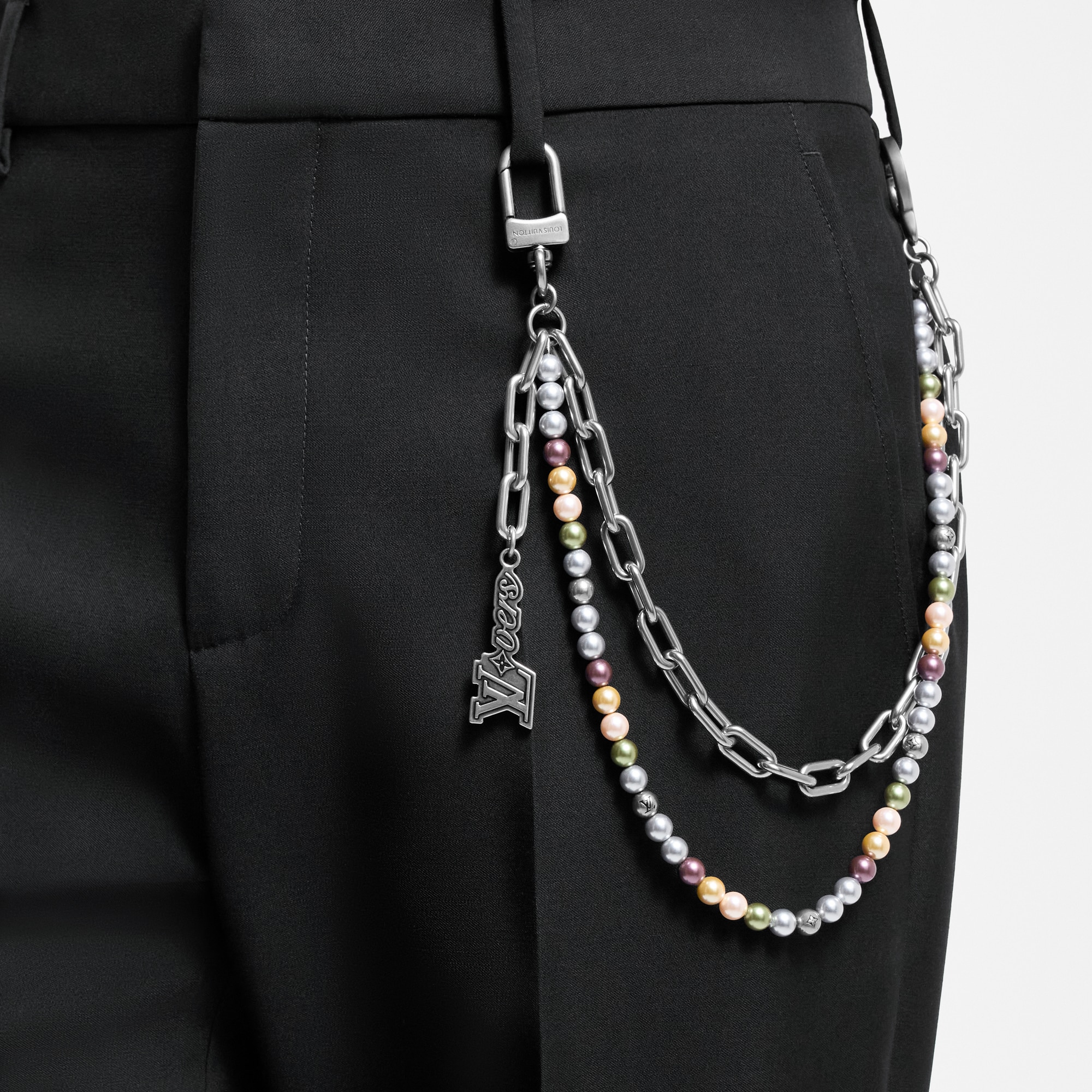 Pearls Chain Belt and Bag Charm . in Men