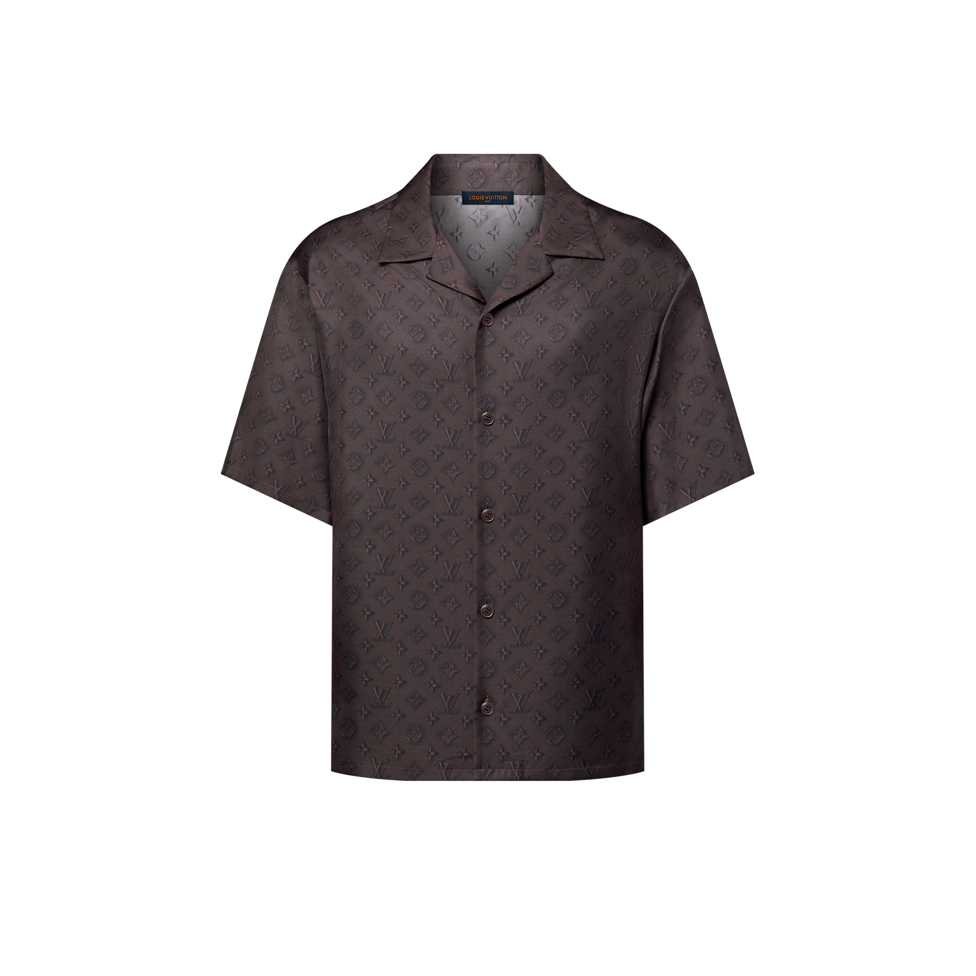 Printed Monogram Short-Sleeved Silk Shirt  in Men
