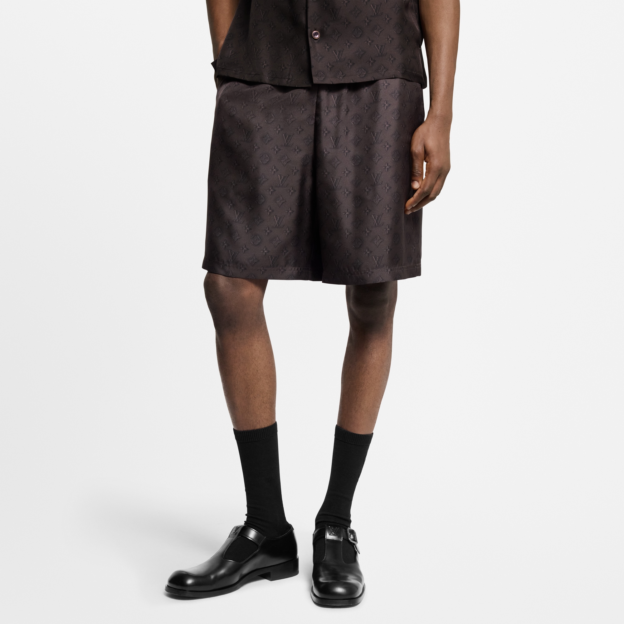 Printed Monogram Silk Shorts  in Men