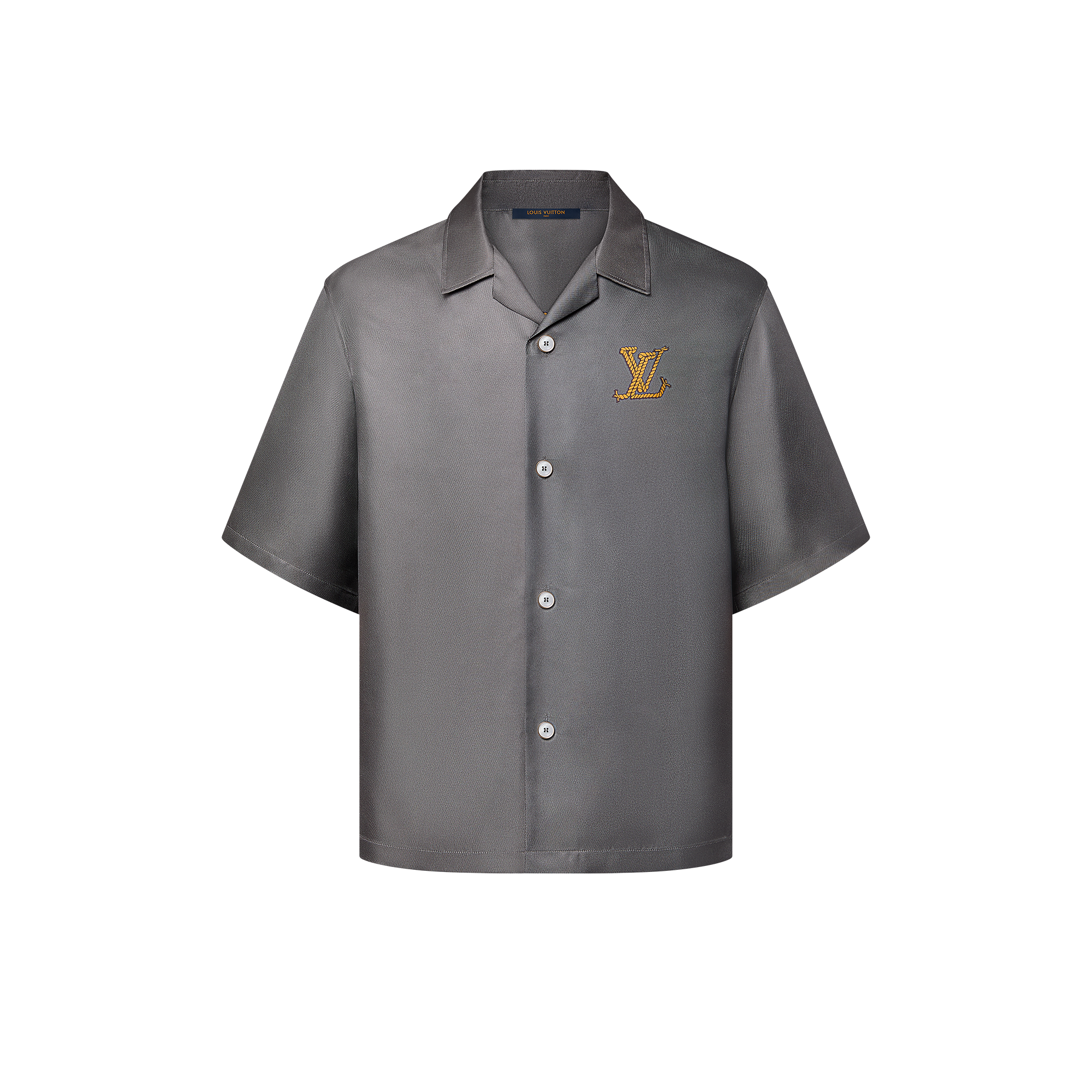 Printed Short-Sleeved Silk Shirt  in Men