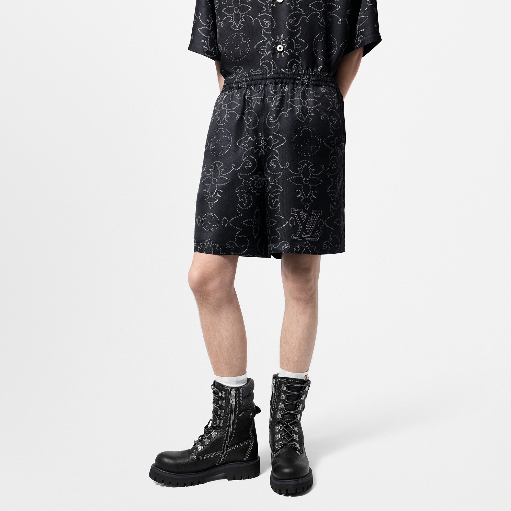 Printed Silk Shorts  in Men