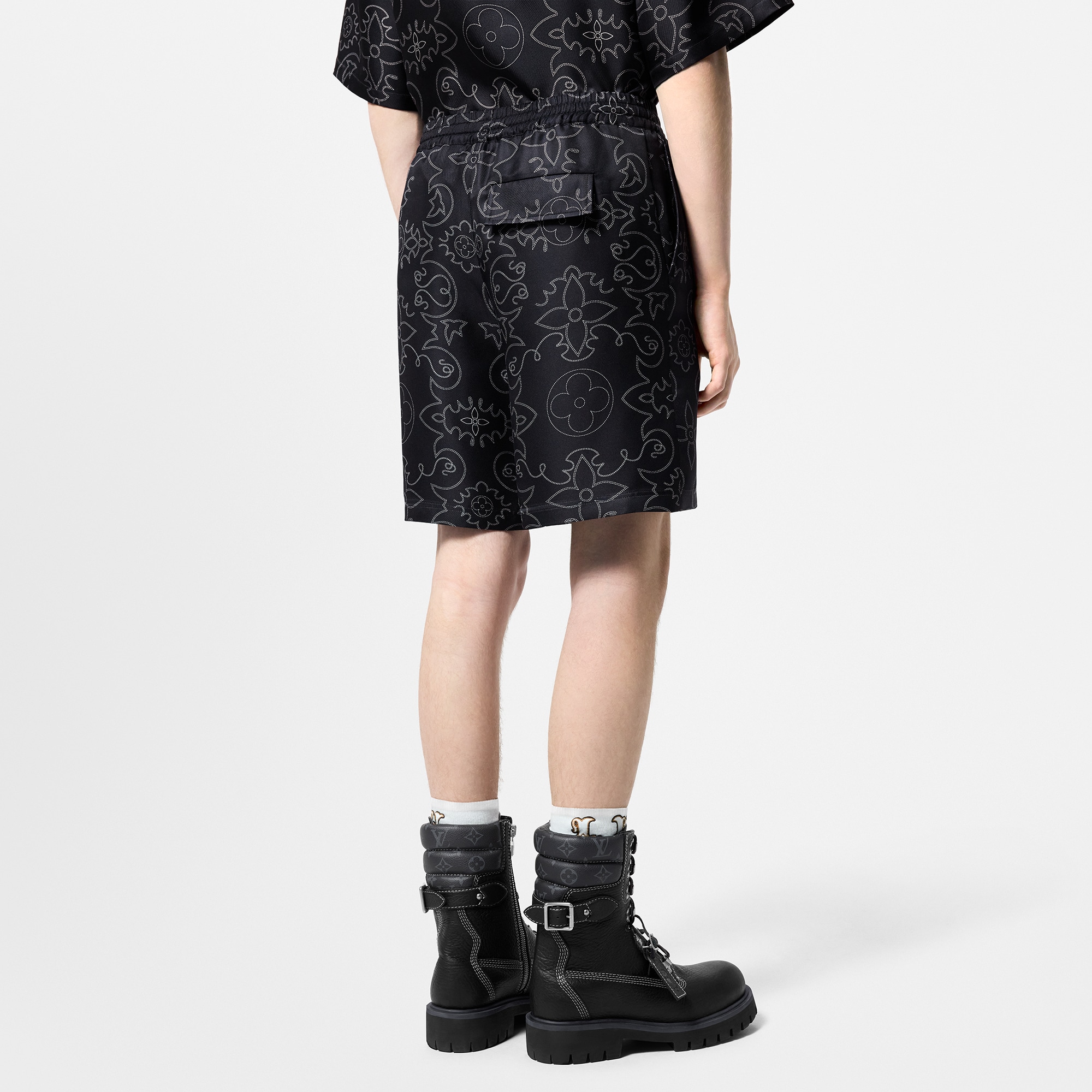 Printed Silk Shorts  in Men
