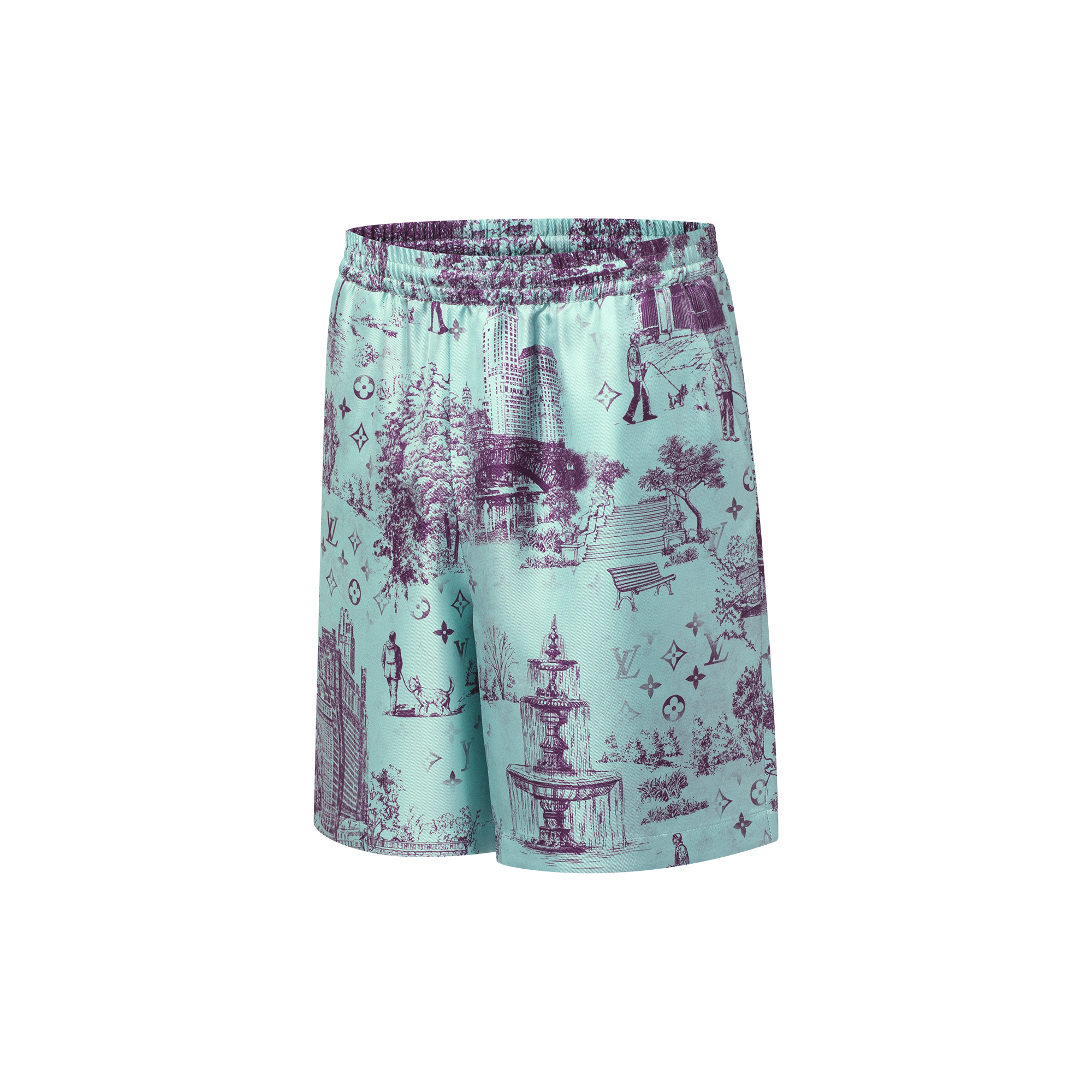 Printed Silk Shorts  in Men