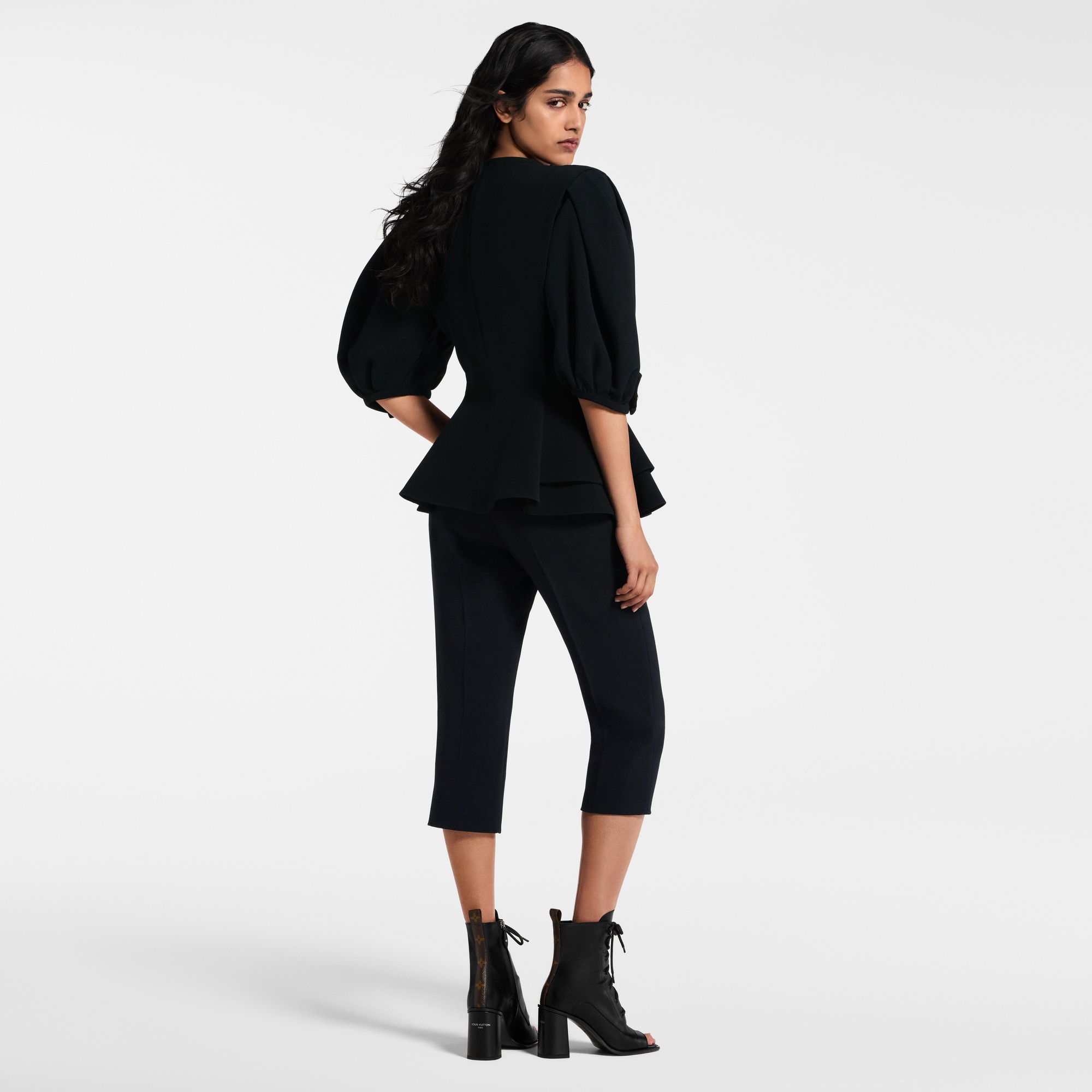 Puff-Sleeve Peplum Jacket  in New