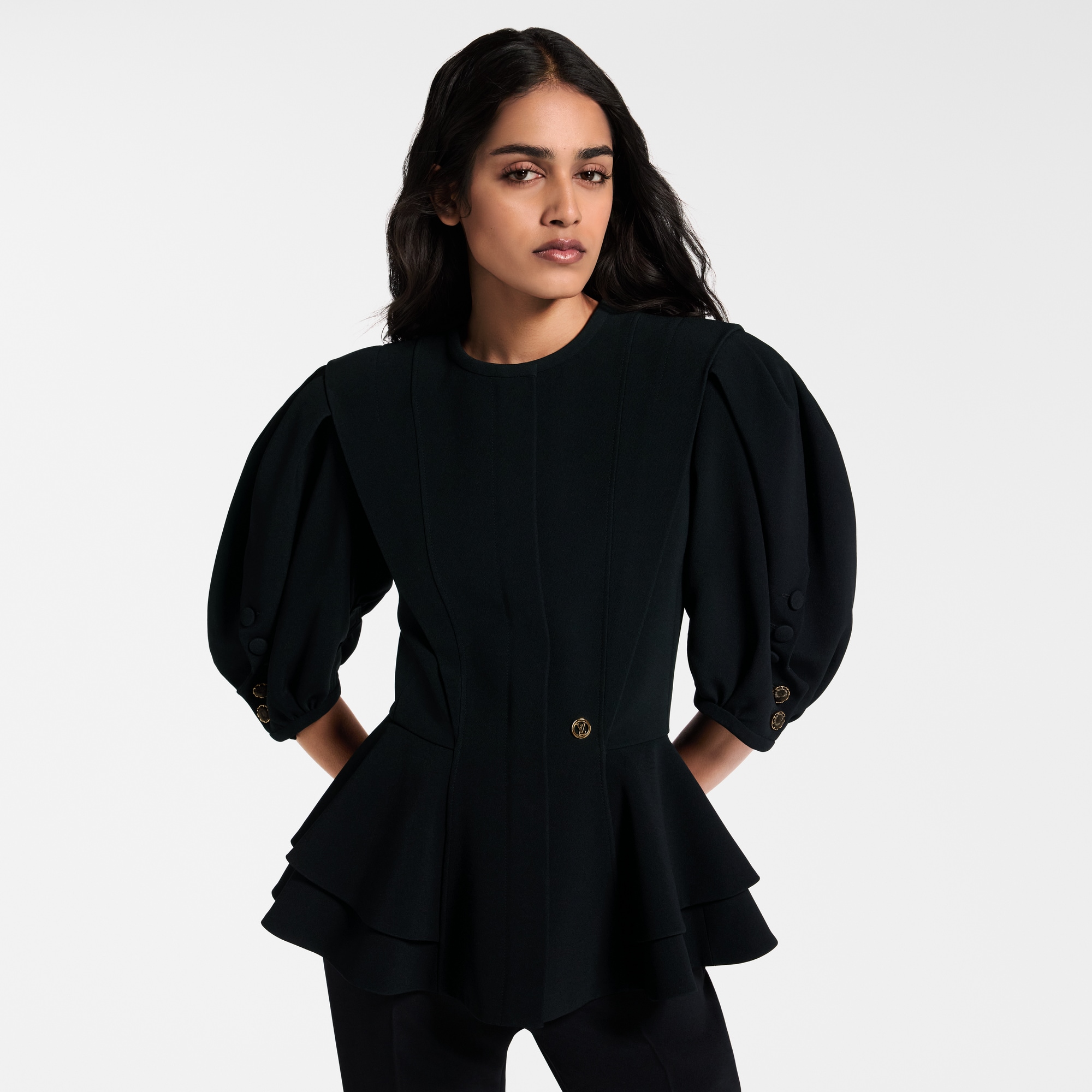 Puff-Sleeve Peplum Jacket  in New