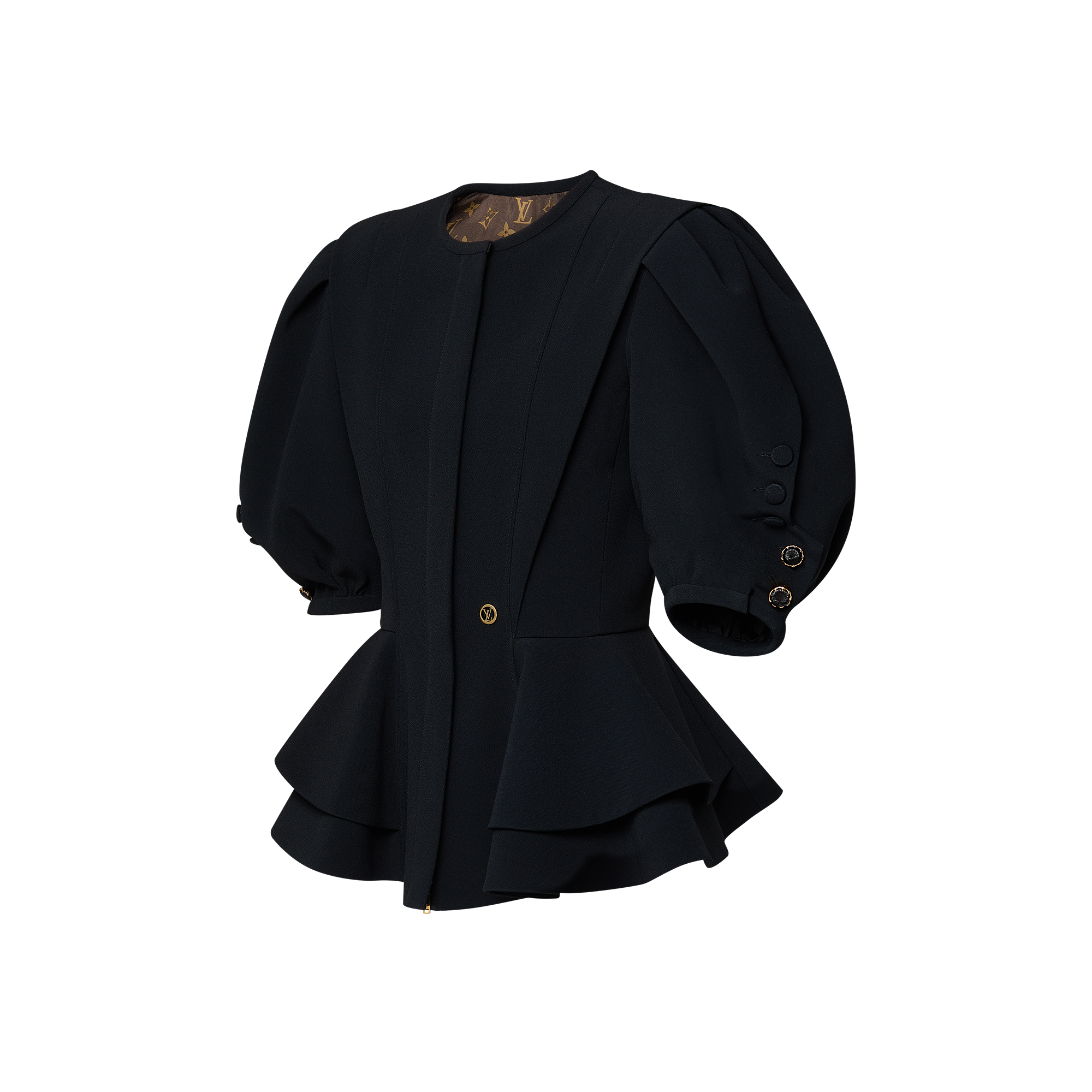 Puff-Sleeve Peplum Jacket  in New