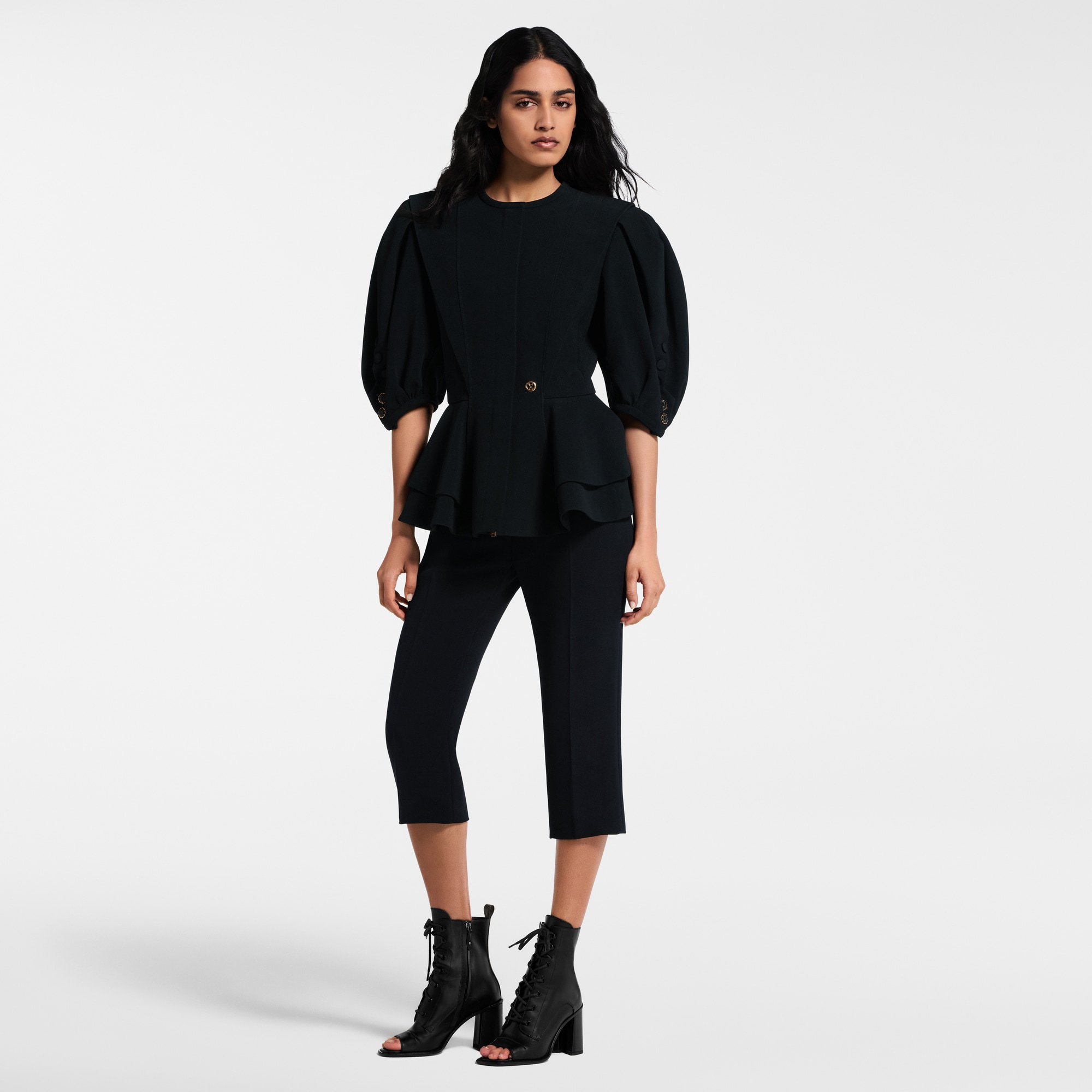 Puff-Sleeve Peplum Jacket  in New