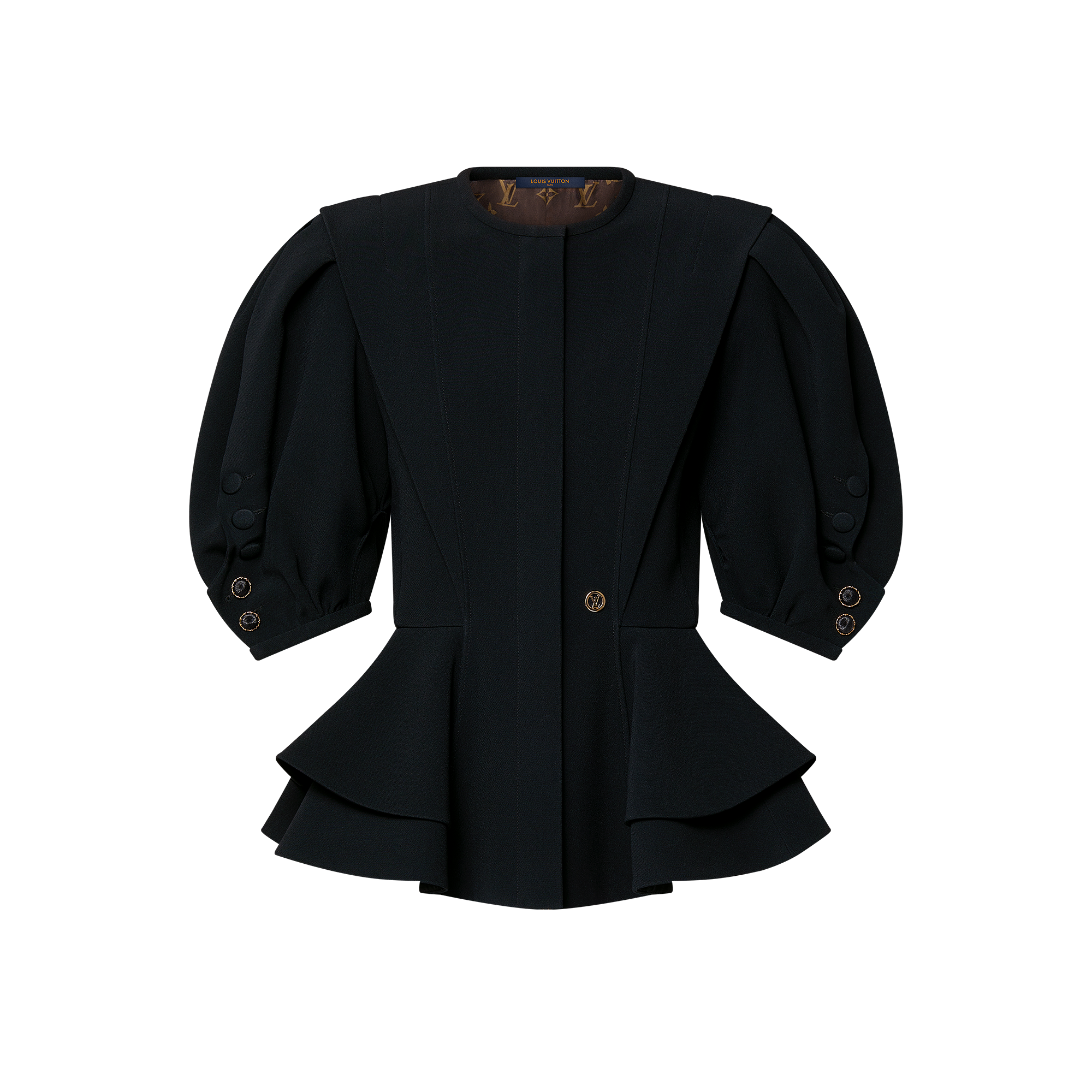 Puff-Sleeve Peplum Jacket  in New