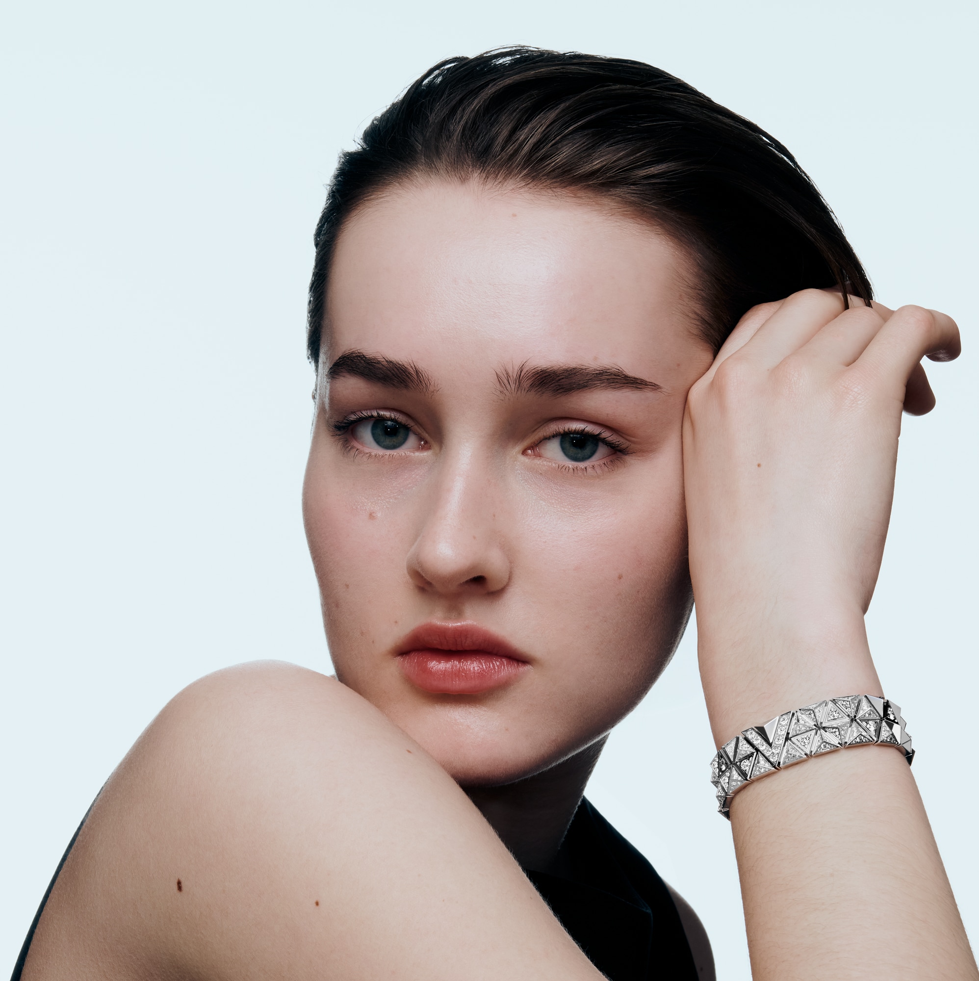 Pure V Two-Row Bracelet, White Gold and Diamonds  in Jewellery
