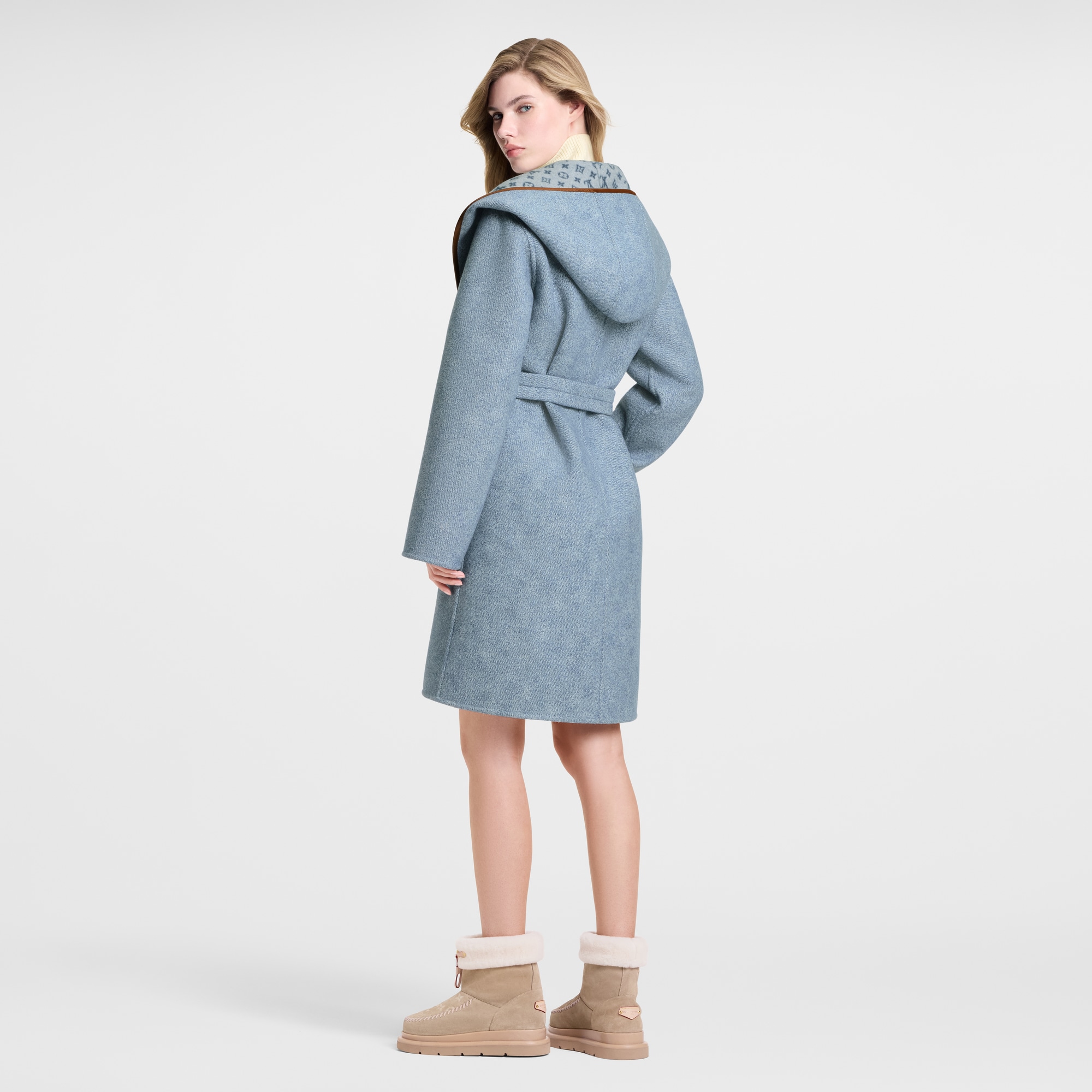 Reversible Signature Hooded Wrap Coat  in Women