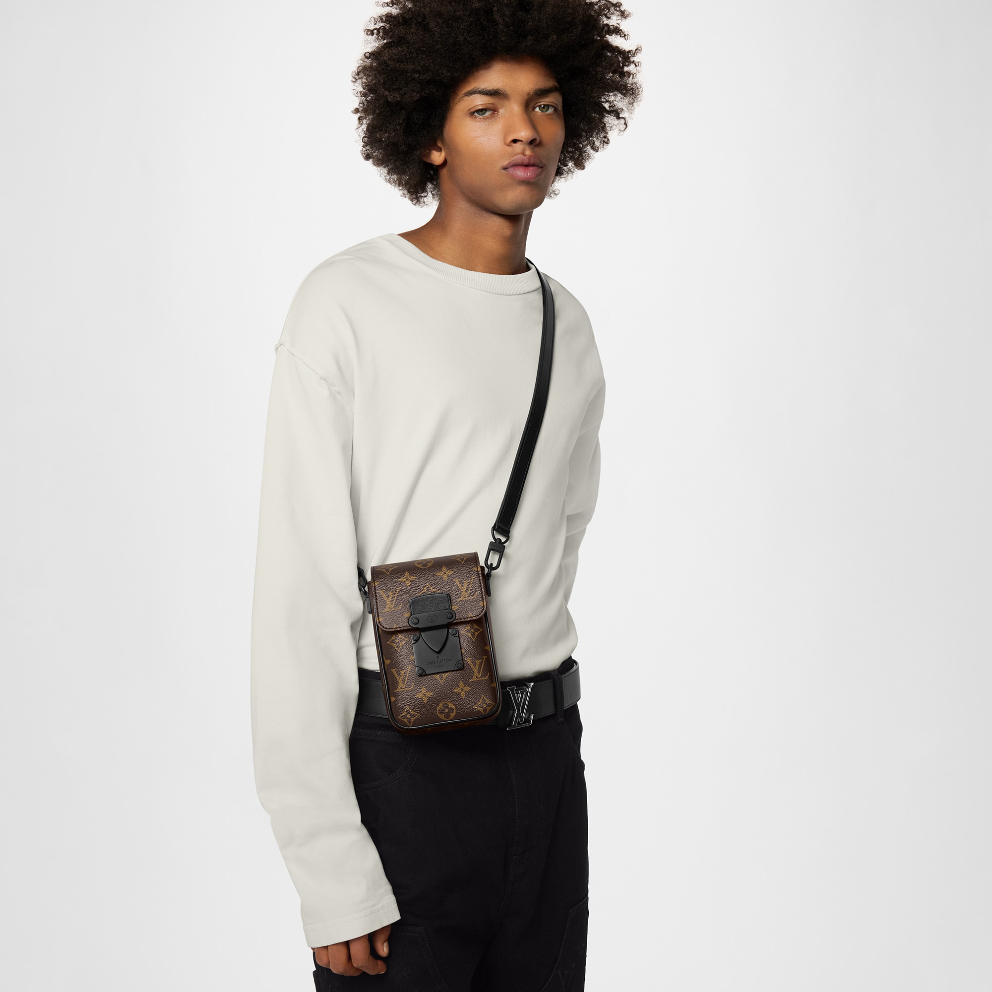 S-Lock Vertical wearable wallet Monogram Macassar in Men