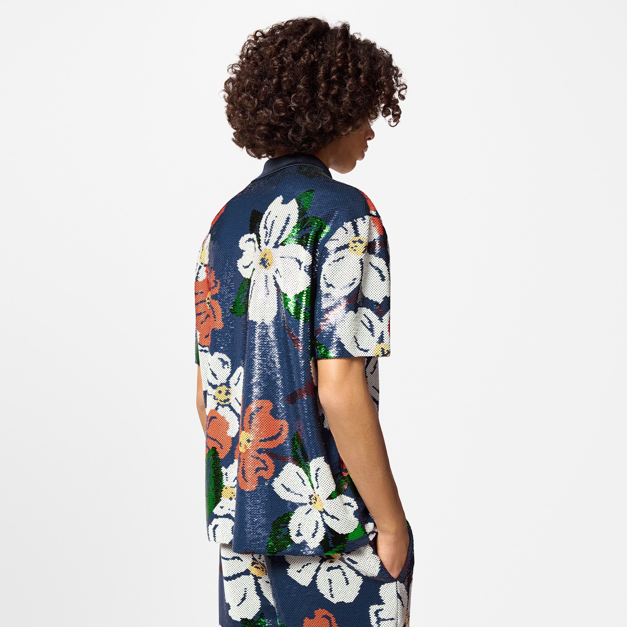 Sequin-Embroidered Short-Sleeved Shirt  in Men
