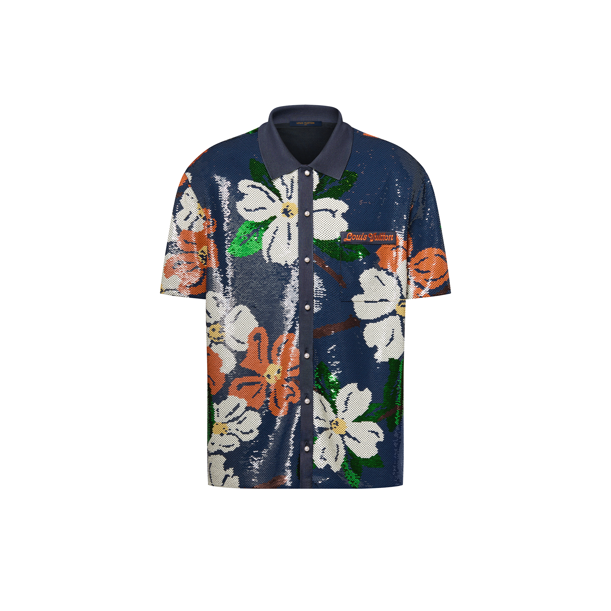 Sequin-Embroidered Short-Sleeved Shirt  in Men
