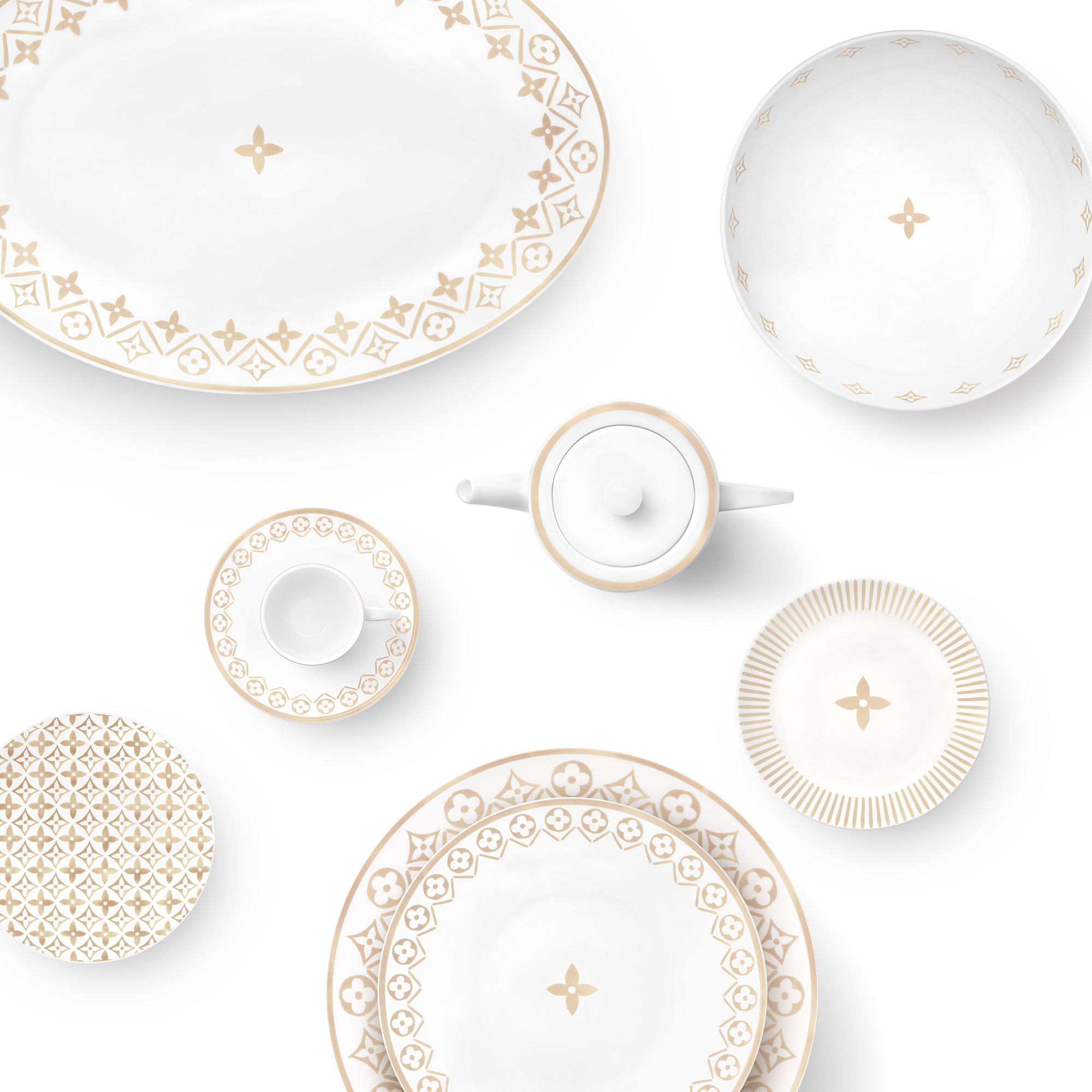 Set Of 2 Dinner Plates Monogram Flower Tile  in Trunks, Travel and Home