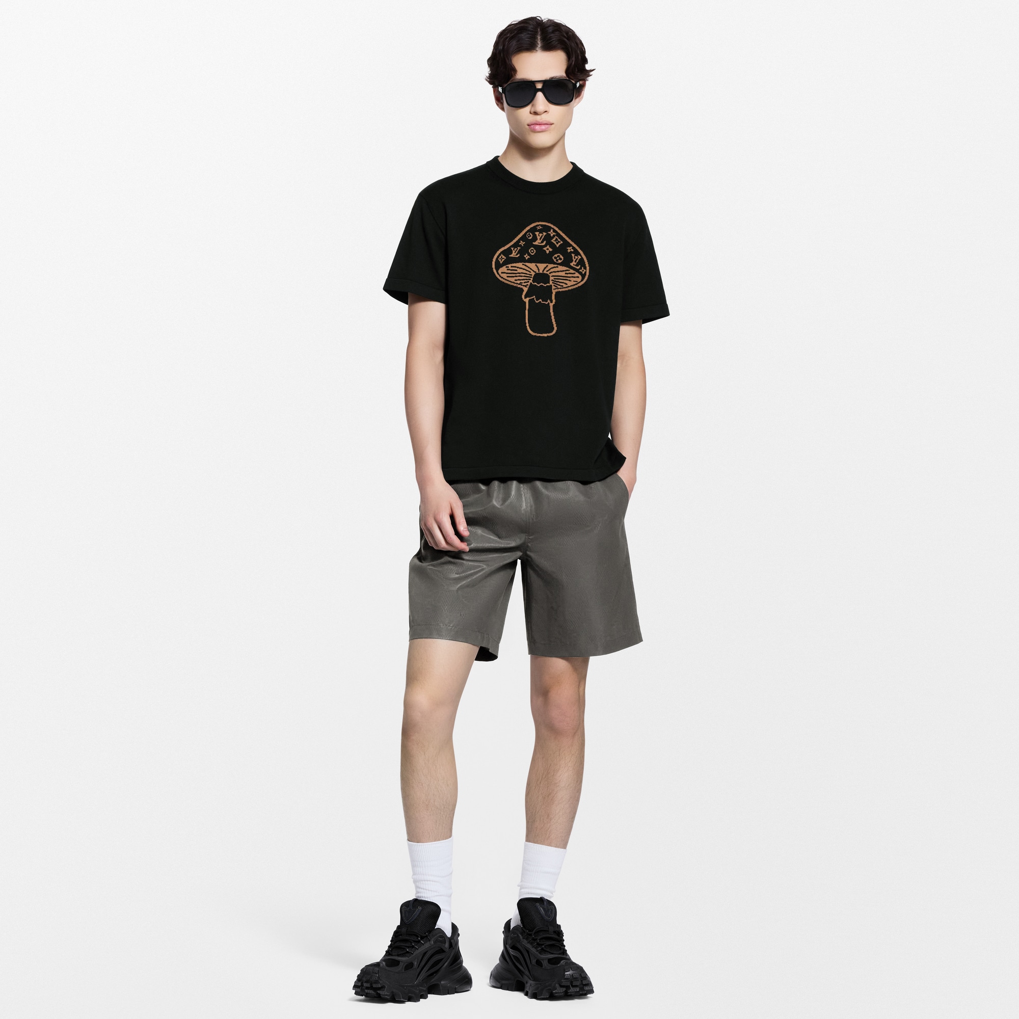 Short-Sleeved Intarsia Crewneck  in Men