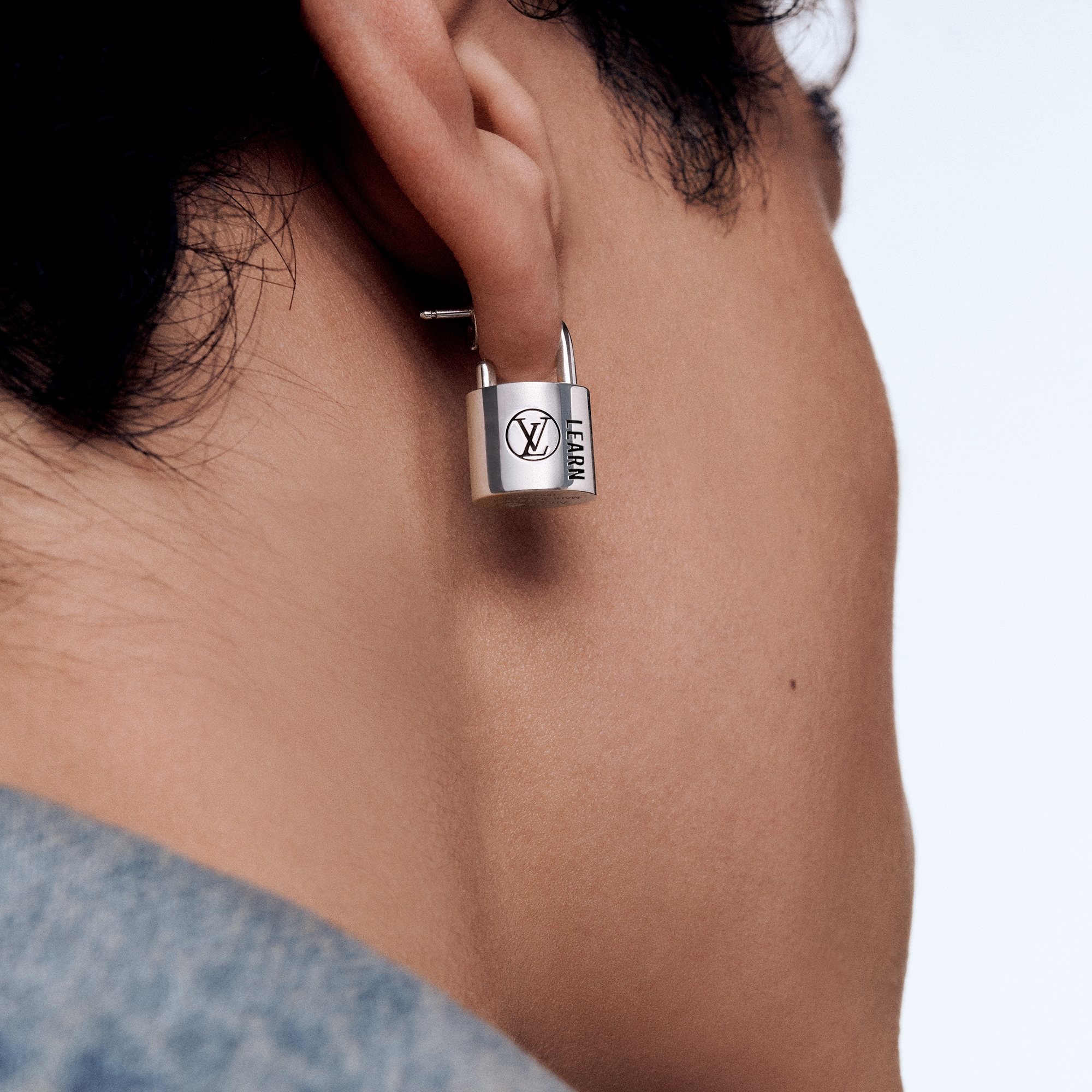 Silver Lockit Earring, Sterling Silver Black Laquered   in Jewellery