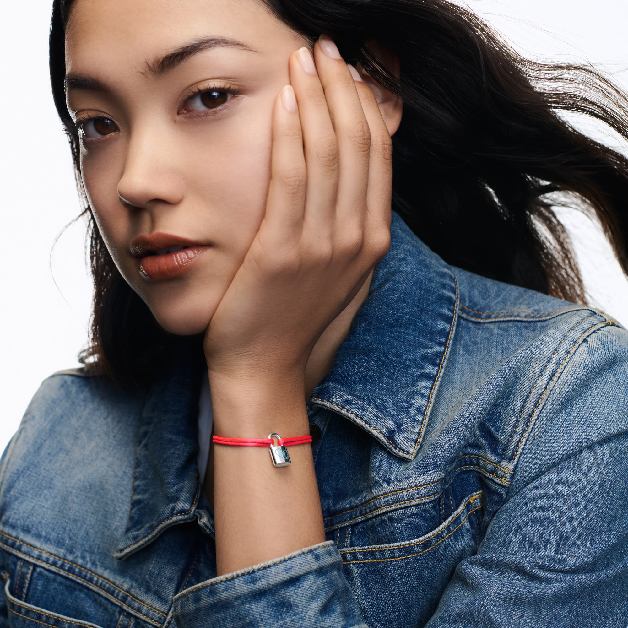 Silver Lockit x Felix Bracelet, Silver, Blue Lacquer and Pink Cord  in Jewellery