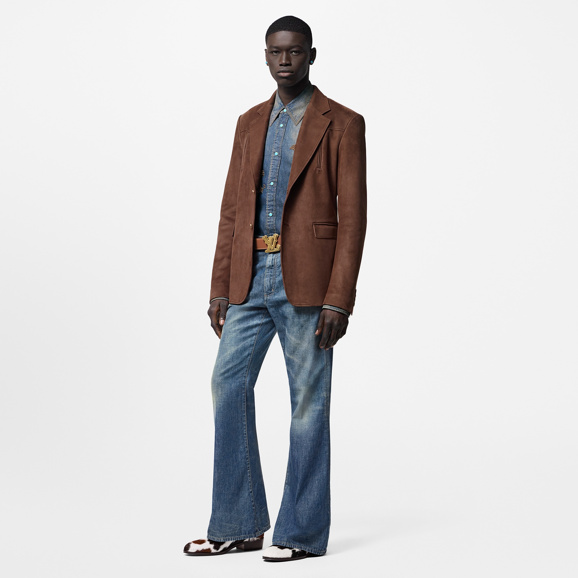 Single-Breasted Nubuck Leather Jacket  in Men