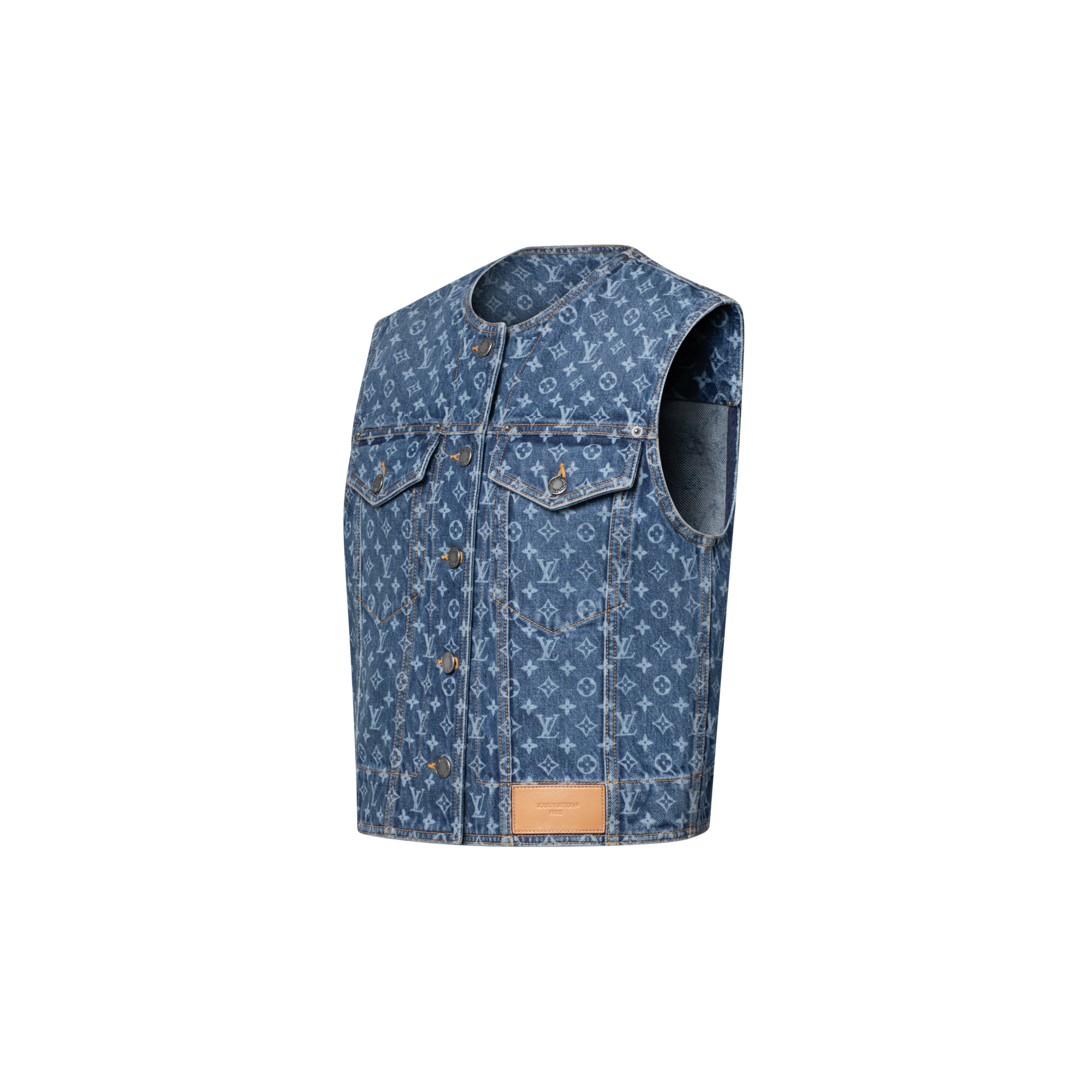 Sleeveless Monogram Denim Jacket   in Women