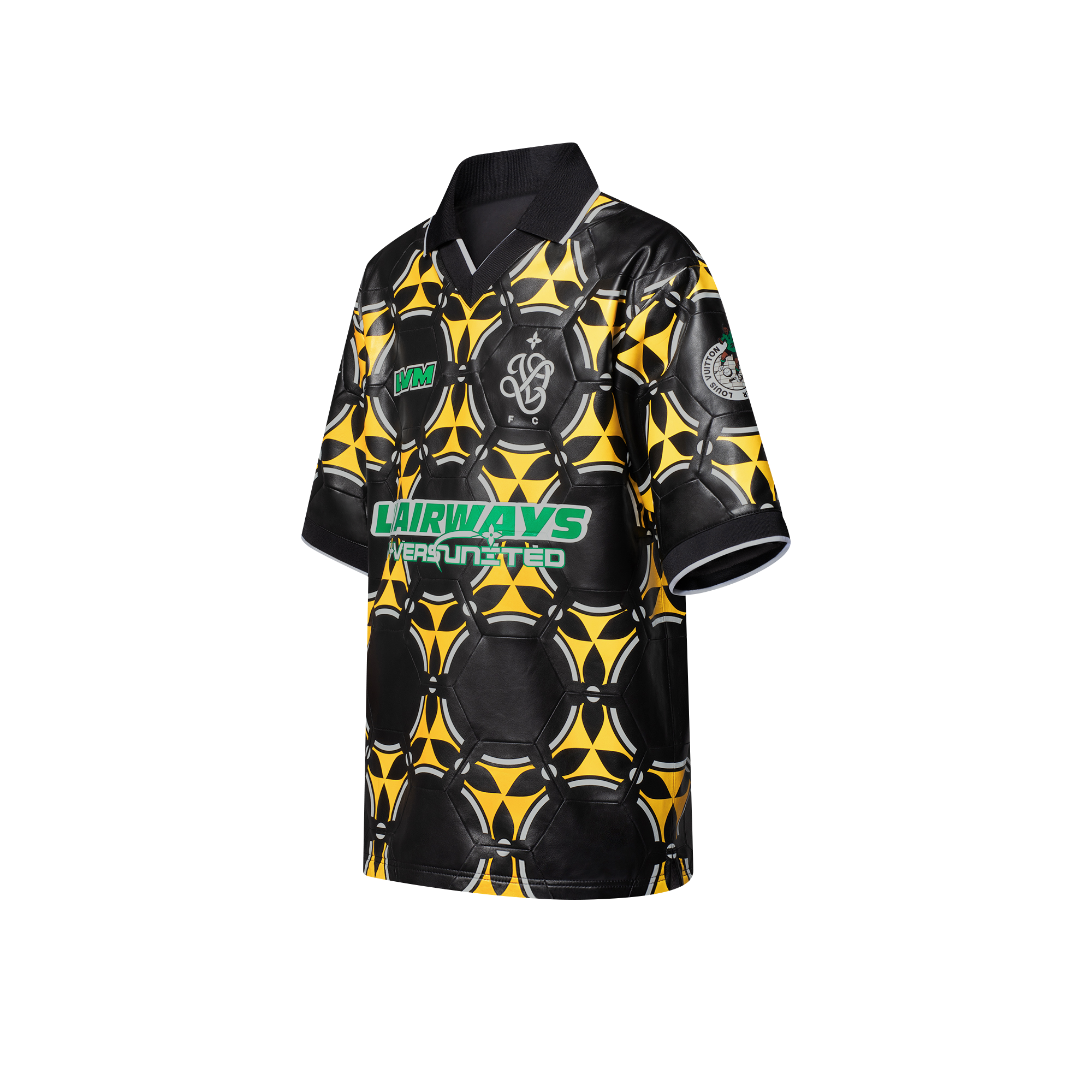 Soccer Ball Patchwork Leather Short-Sleeved Top  in Men