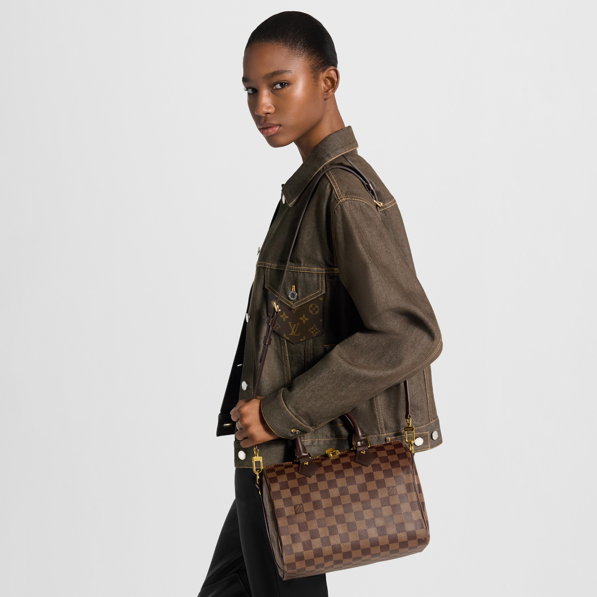 Speedy Bandoulière 25 Damier Ebene - Handbags | LOUIS VUITTON