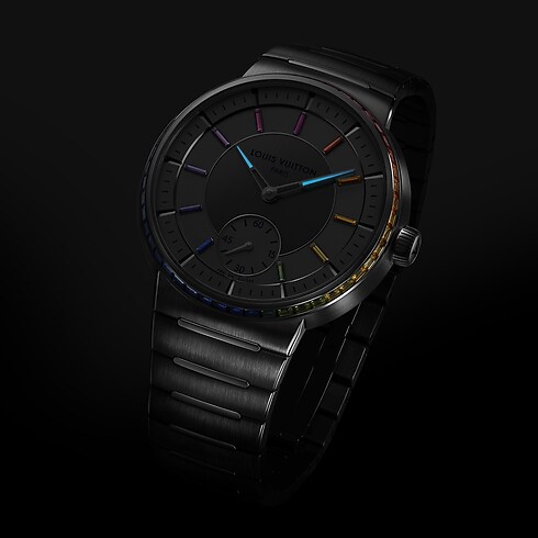 Tambour, Automatic, 40mm, Platinum, sapphires and rubies in Watches's All Watches } collections by Louis Vuitton (Product zoom)