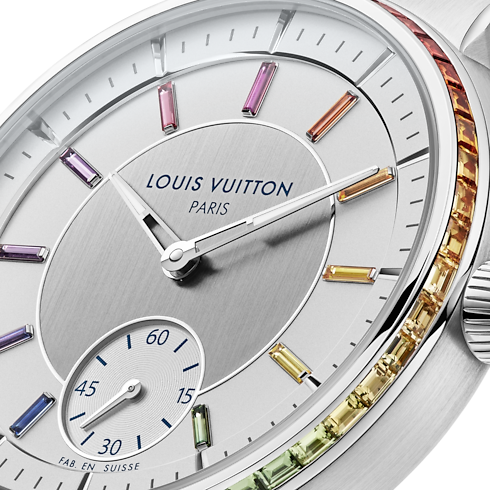 Tambour, Automatic, 40mm, Platinum, sapphires and rubies in Watches's All Watches } collections by Louis Vuitton (Product zoom)