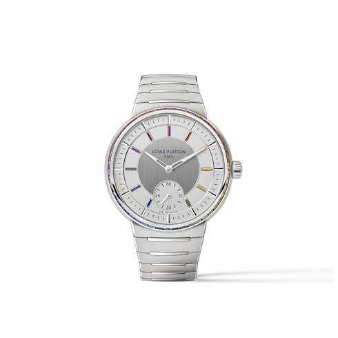 Tambour, Automatic, 40mm, Platinum, sapphires and rubies in Watches's All Watches } collections by Louis Vuitton (Product zoom)