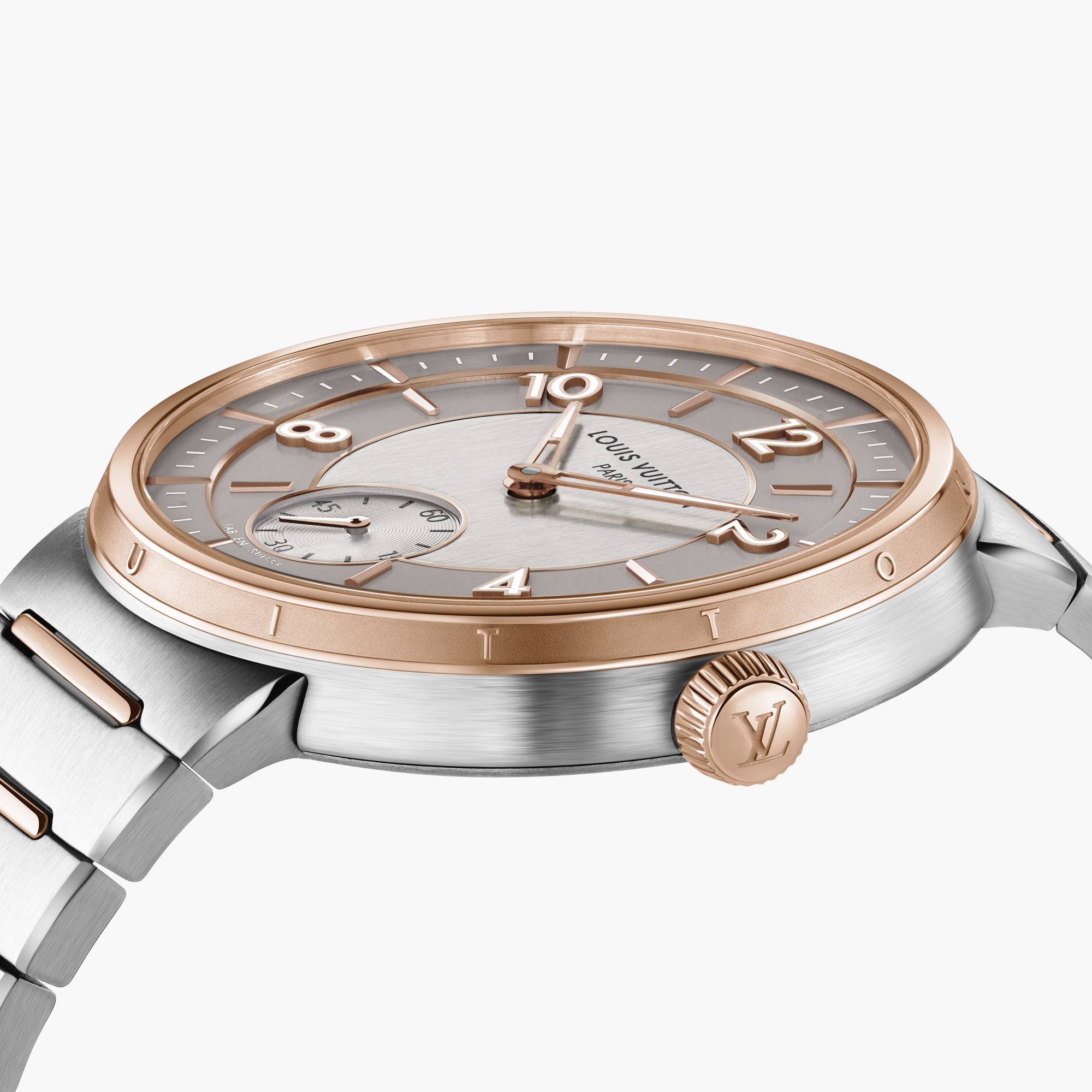 Tambour, Automatic, 40mm, Steel and Rose Gold Louis Vuitton