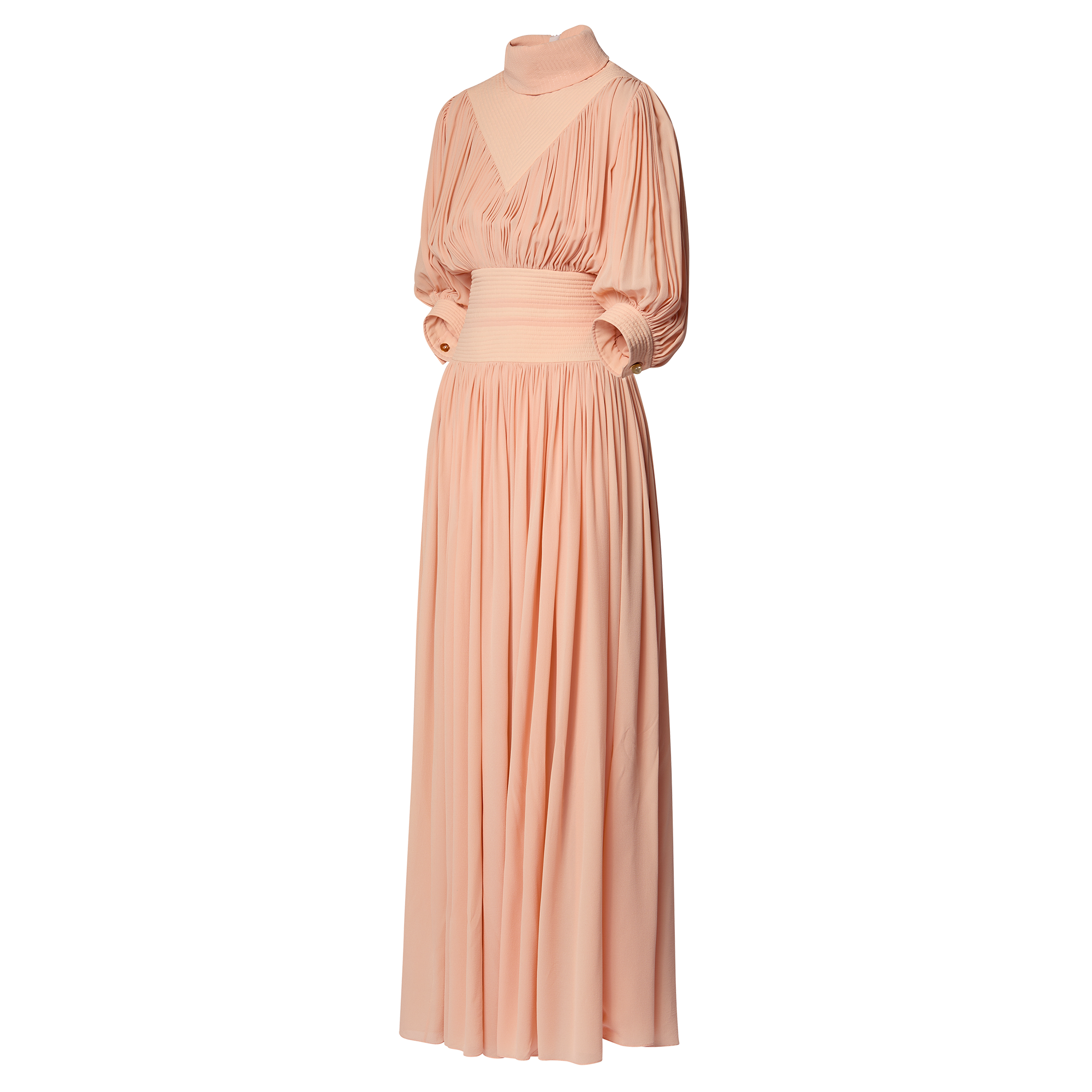Topstitch Detail Gathered Silk Dress  in Women