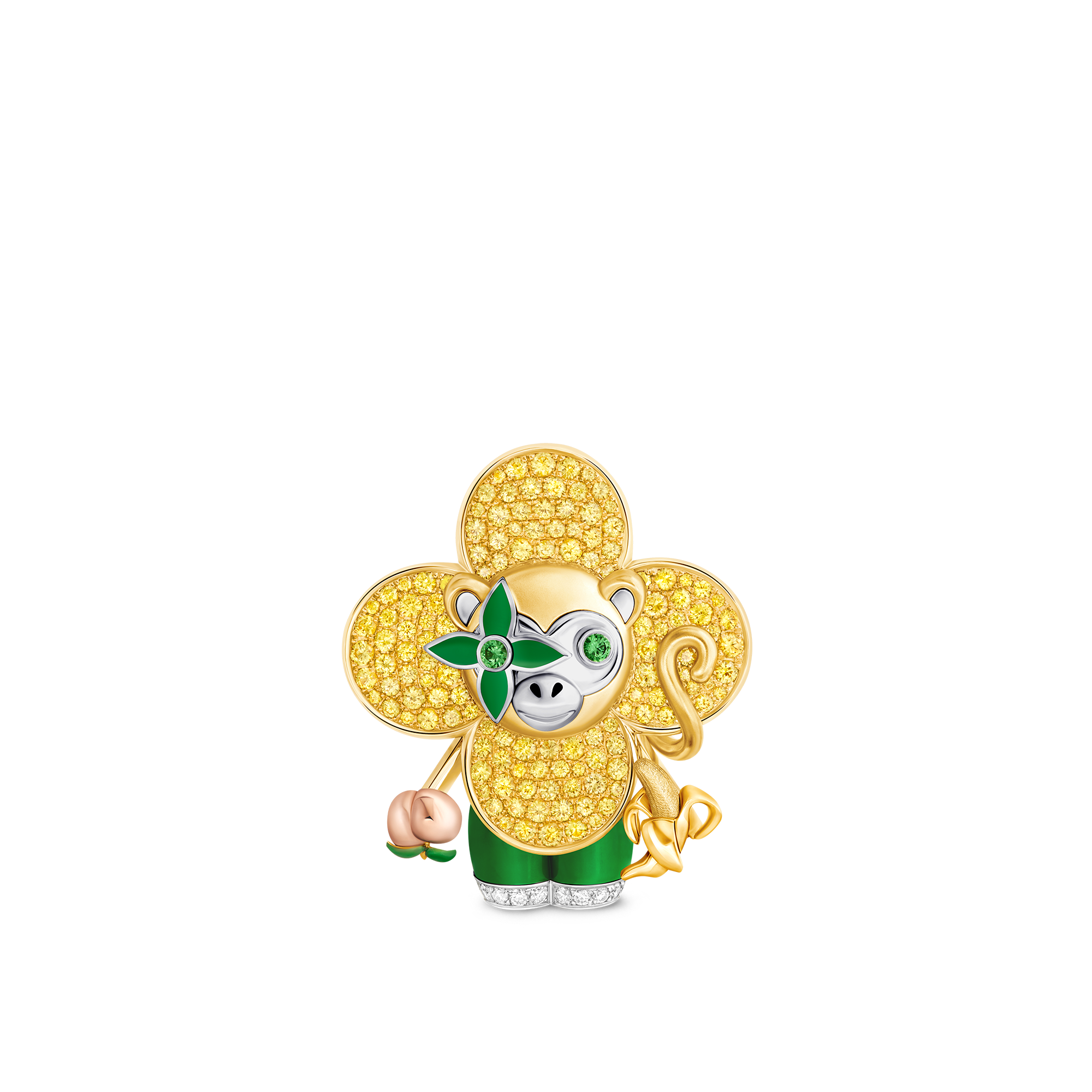 Vivienne Monkey Pendant, 3 Golds, Lacquer, Diamonds & Colored Gemstones  in Les Extraordinaires