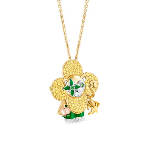 Vivienne Monkey Pendant, 3 Golds, Lacquer, Diamonds & Colored Gemstones in Les Extraordinaires's Jewelry Necklaces and Pendants collections by Louis Vuitton (Product zoom)