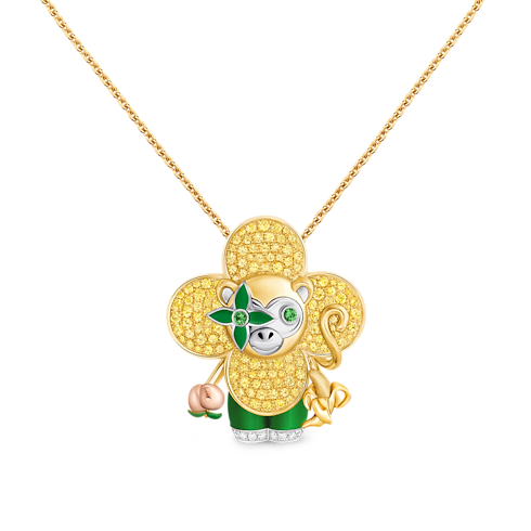 Vivienne Monkey Pendant, 3 Golds, Lacquer, Diamonds & Colored Gemstones in Les Extraordinaires's Jewelry Necklaces and Pendants collections by Louis Vuitton (Product zoom)