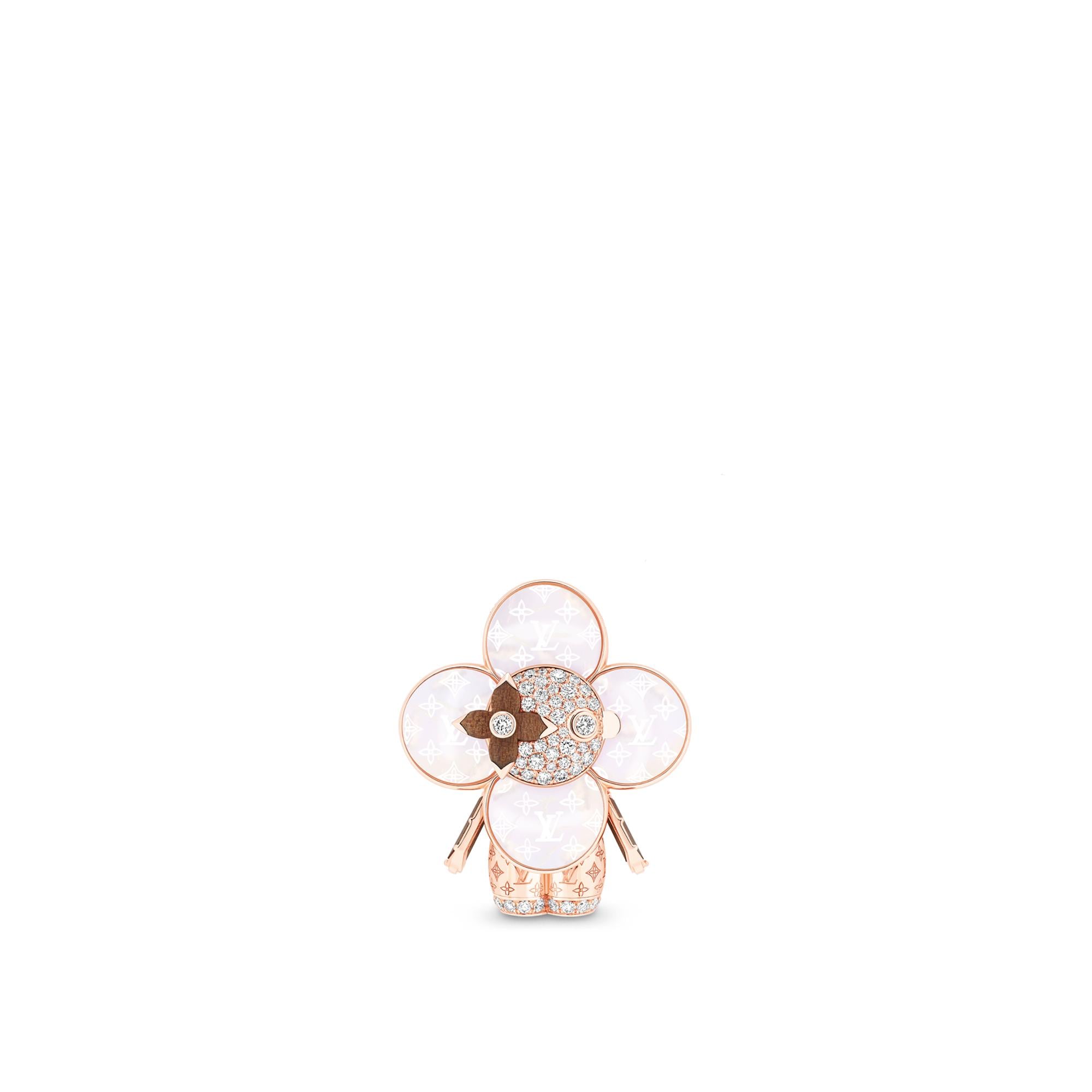Vivienne Monogram Pendant, Pink Gold, Mother-Of-Pearl, Wood & Diamonds  in Jewellery