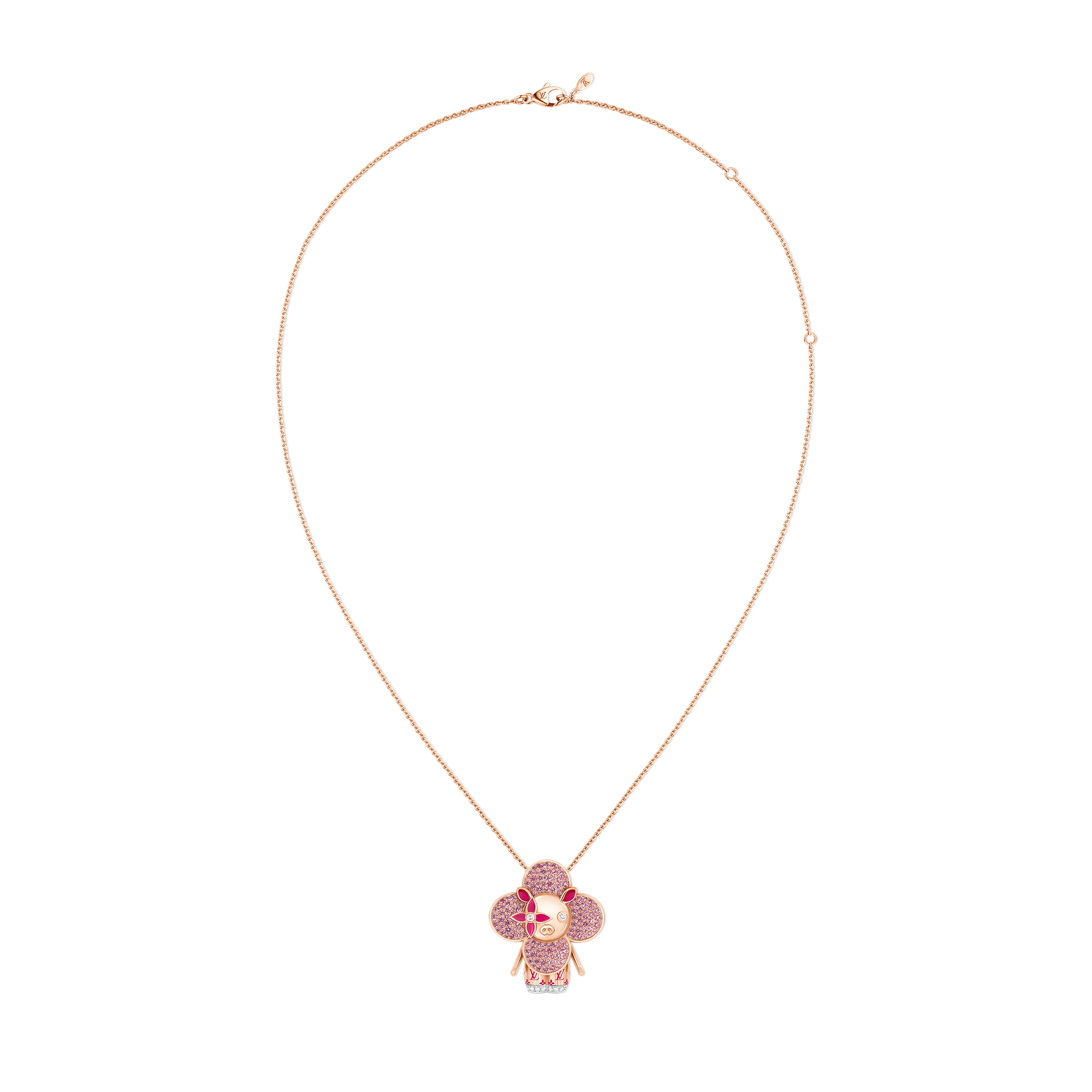 Vivienne Pig Pendant, Pink Gold, Lacquer, Diamonds & Colored Gemstones  in Les Extraordinaires