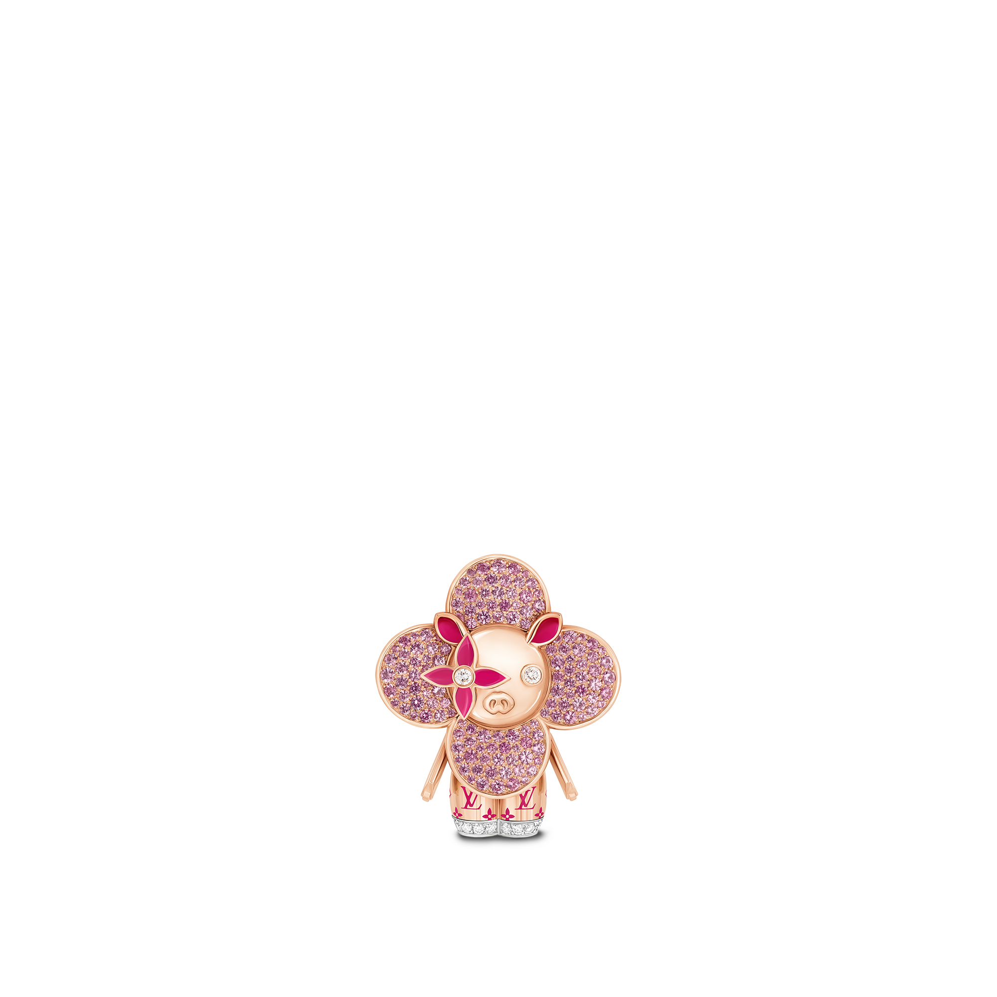 Vivienne Pig Pendant, Pink Gold, Lacquer, Diamonds & Colored Gemstones  in Les Extraordinaires