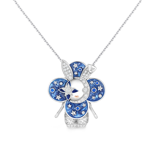 Vivienne Rabbit Pendant, White Gold, Lacquer, Diamonds & Colored Gemstones in Les Extraordinaires's Jewelry Necklaces and Pendants collections by Louis Vuitton (Product zoom)